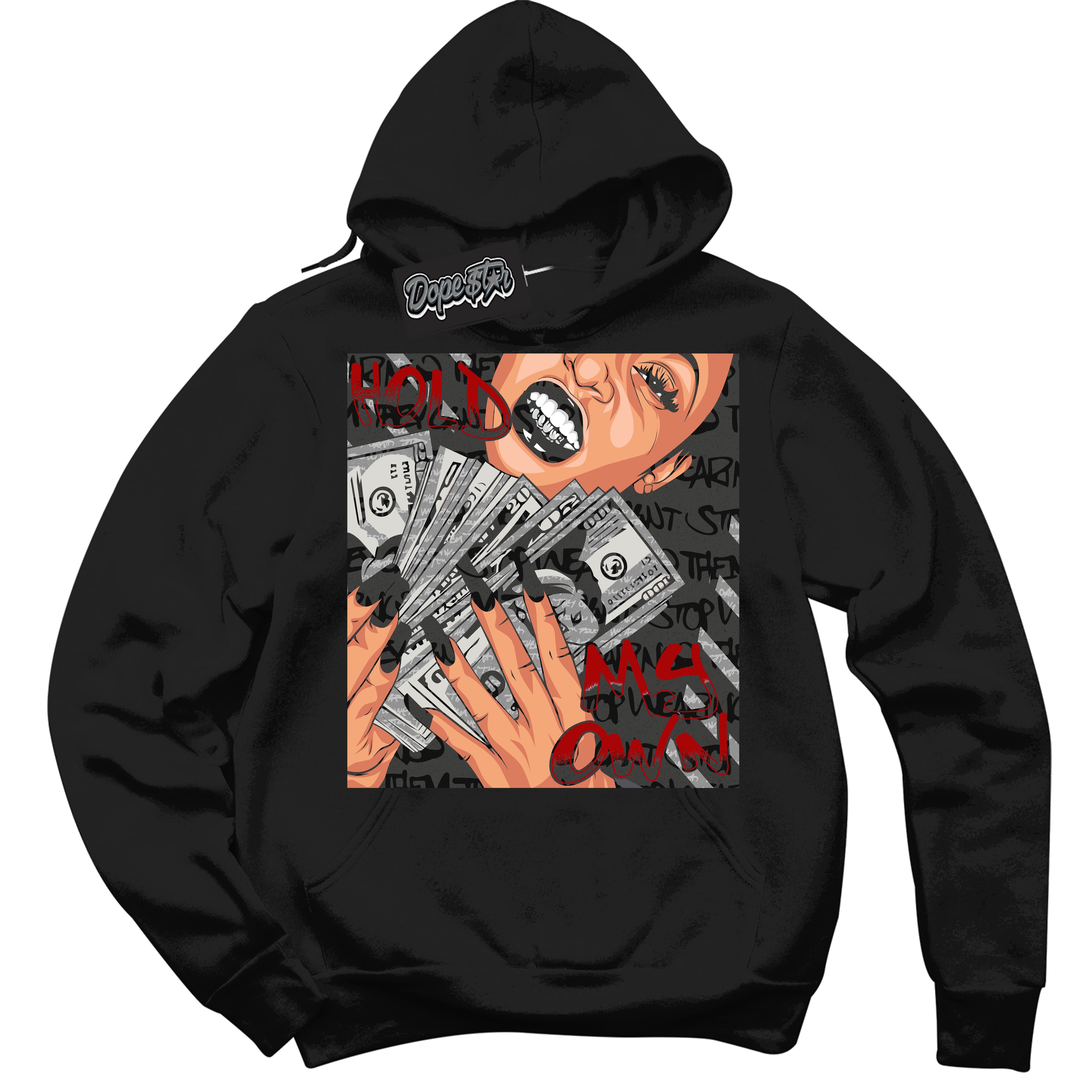 Cool Black Hoodie with “ Hold My Own ” design that Perfectly Matches Rebellionaire 1s Sneakers.