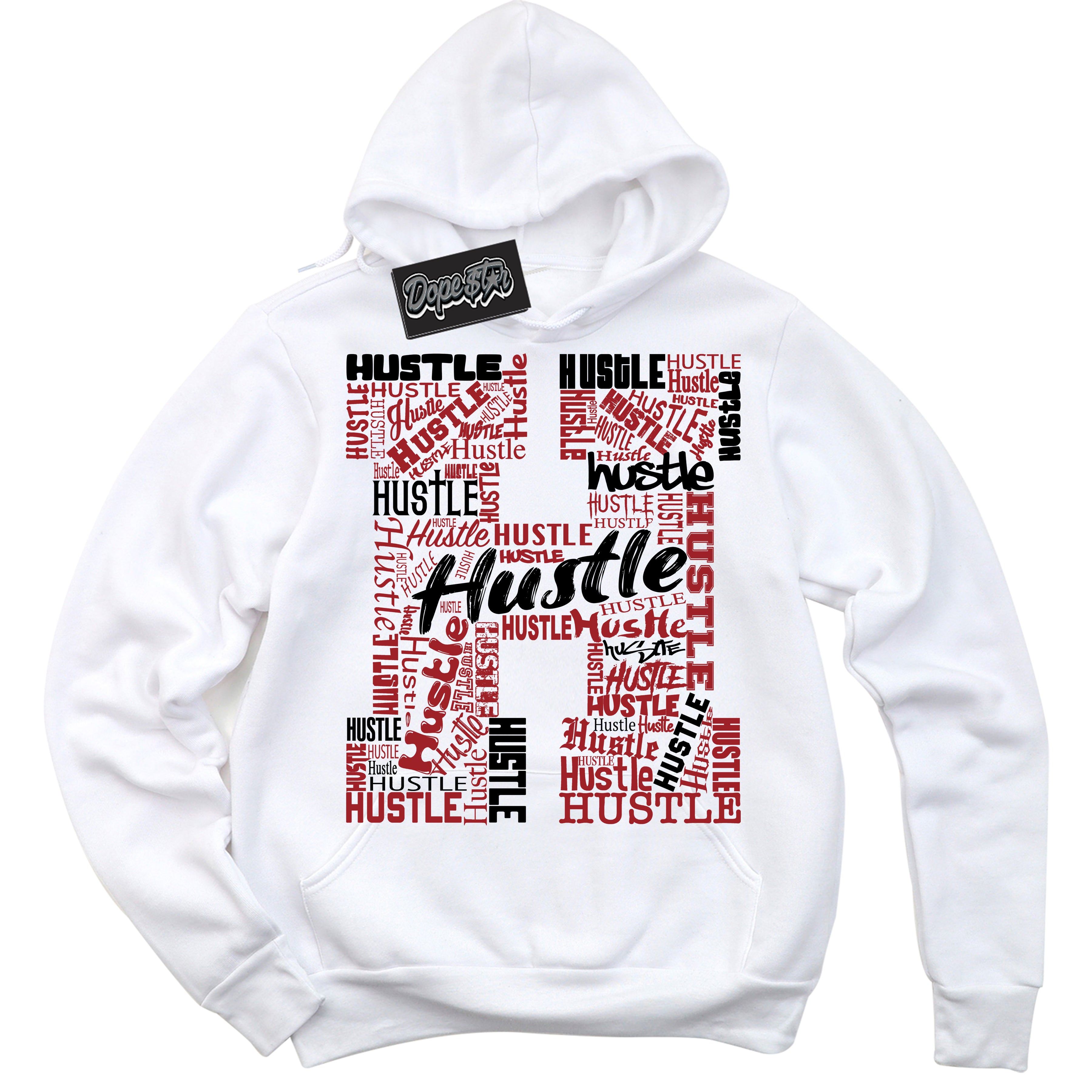 Cool White Hoodie With “ Hustle H “ Design That Perfectly Matches Lost And Found 1s Sneakers.