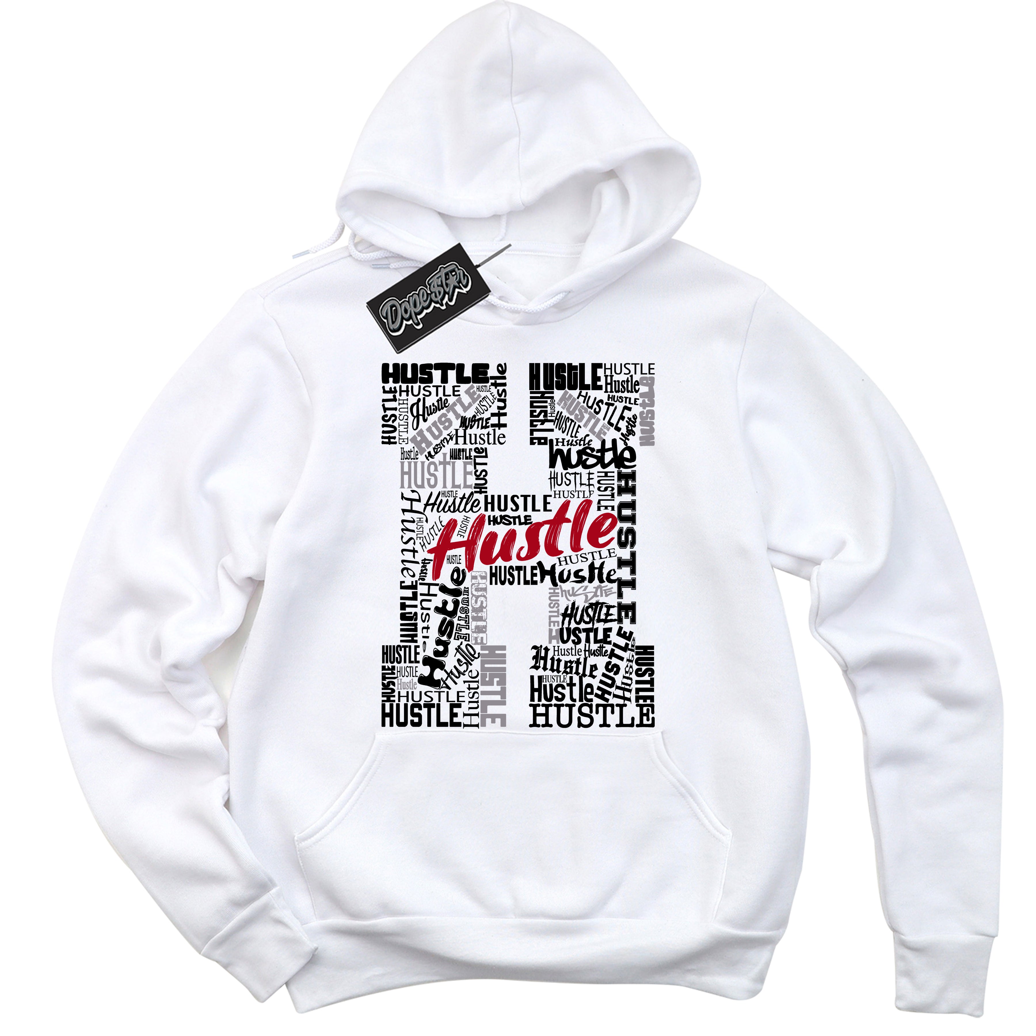 Cool White Hoodie with “ Hustle H ” design that Perfectly Matches Bred Reimagined 4s Jordans.