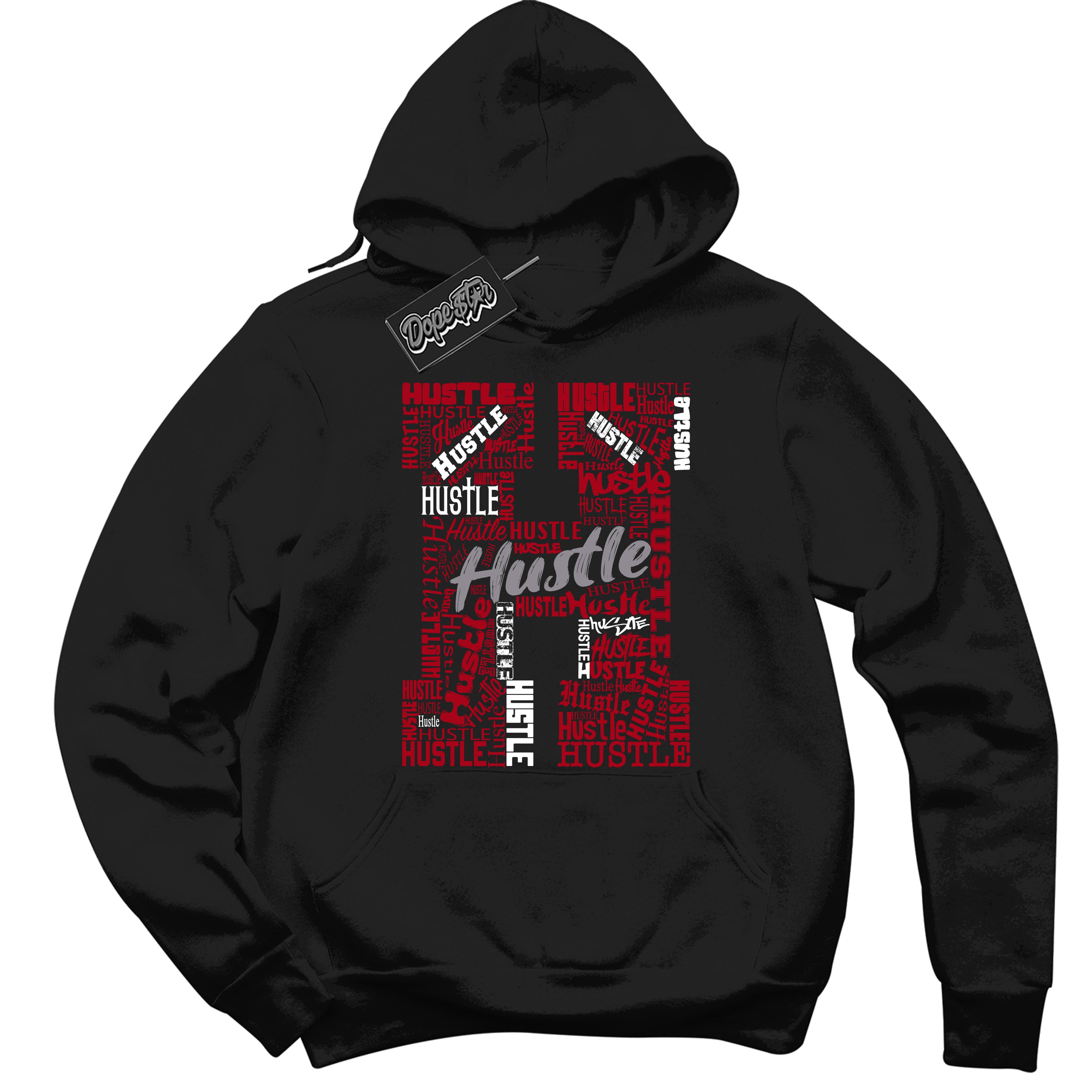 Cool Black Hoodie with “ Hustle H ” design that Perfectly Matches Bred Reimagined 4s Jordans.