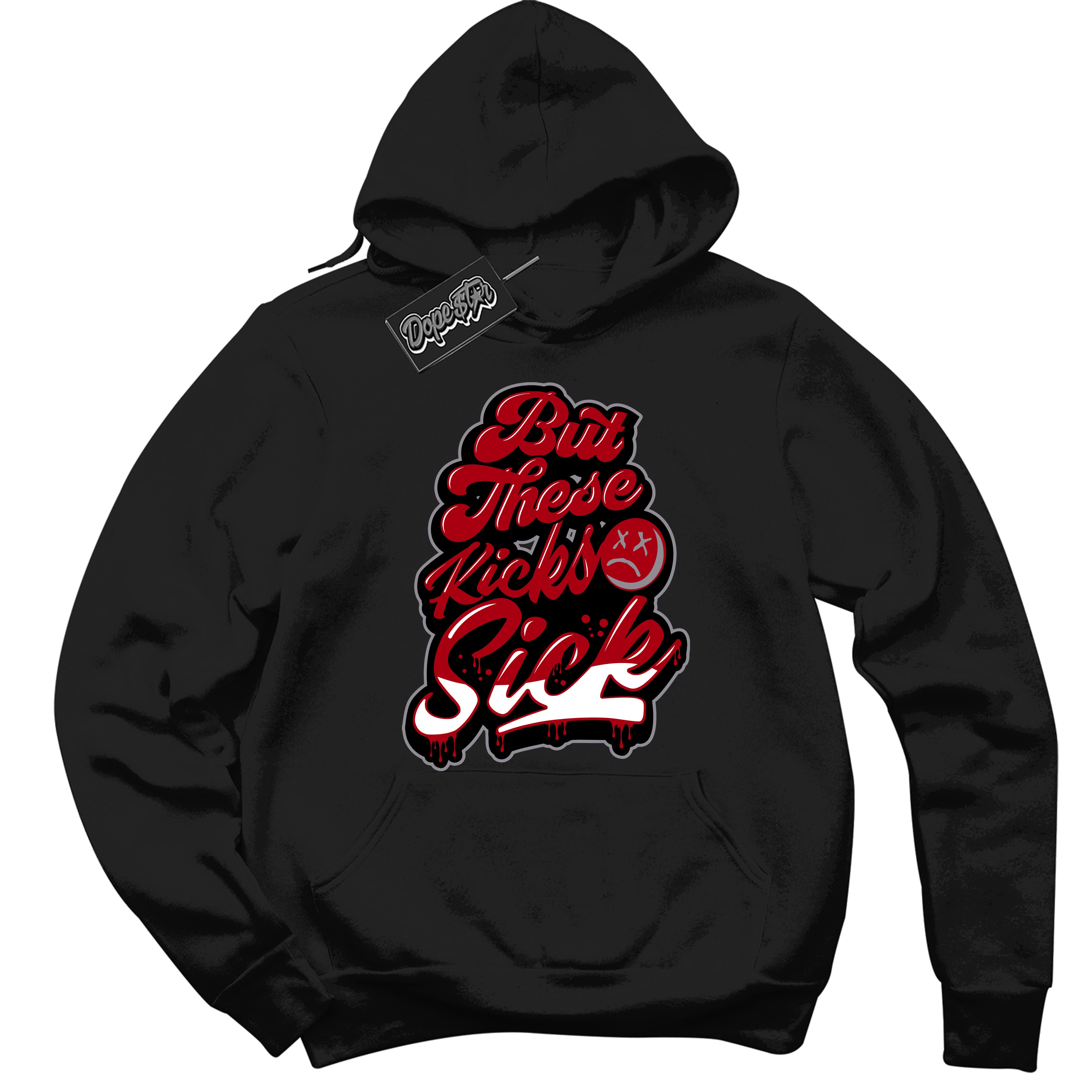 Cool Black Hoodie with “ Kick Sick ” design that Perfectly Matches Bred Reimagined 4s Jordans.