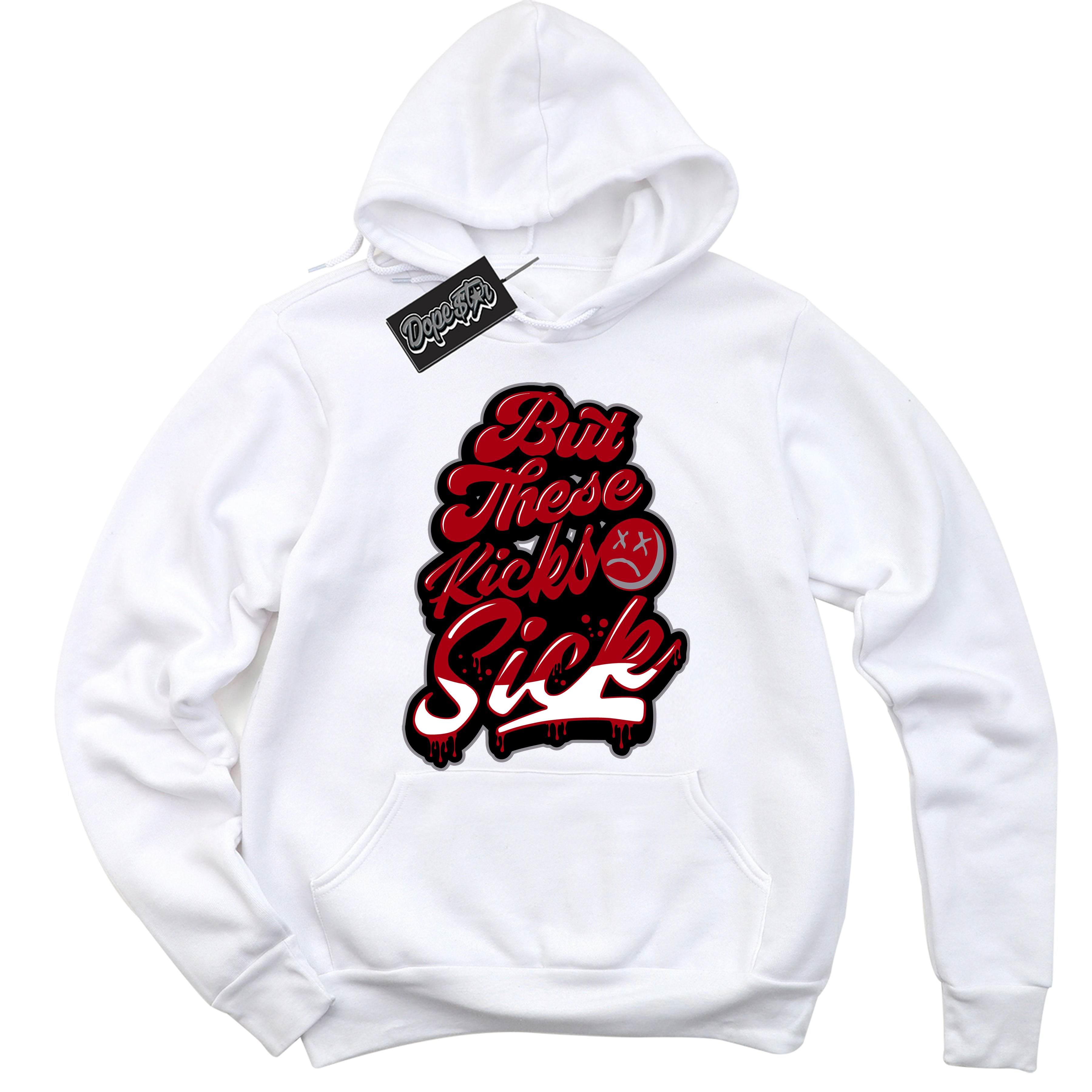 Cool White Hoodie with “ Kick Sick ” design that Perfectly Matches Bred Reimagined 4s Jordans.