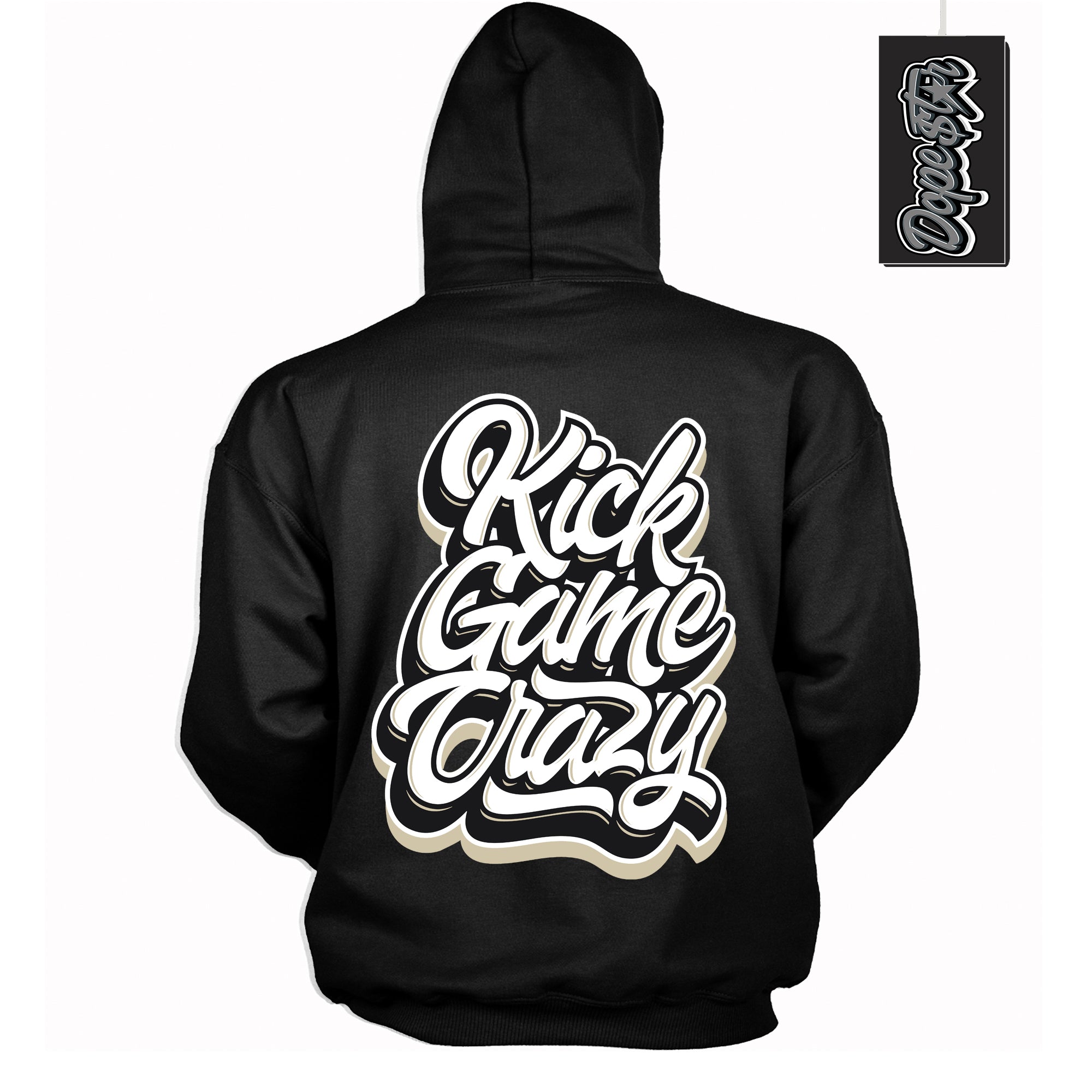 Cool Black Hoodie with “ Kick Game Crazy ” design that Perfectly Matches Gratitude 11s Sneakers.