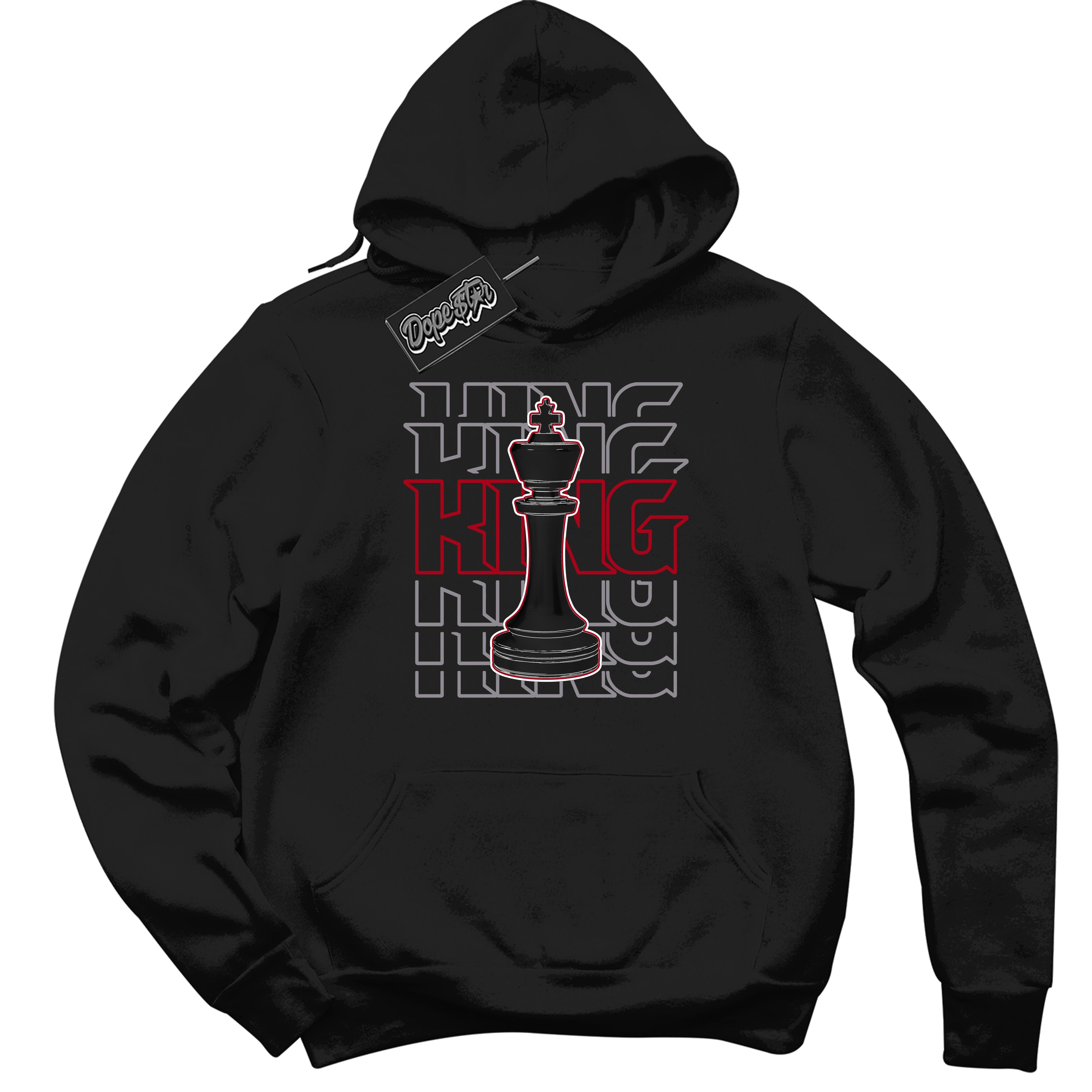 Cool Black Hoodie with “ King Chess ” design that Perfectly Matches Bred Reimagined 4s Jordans.