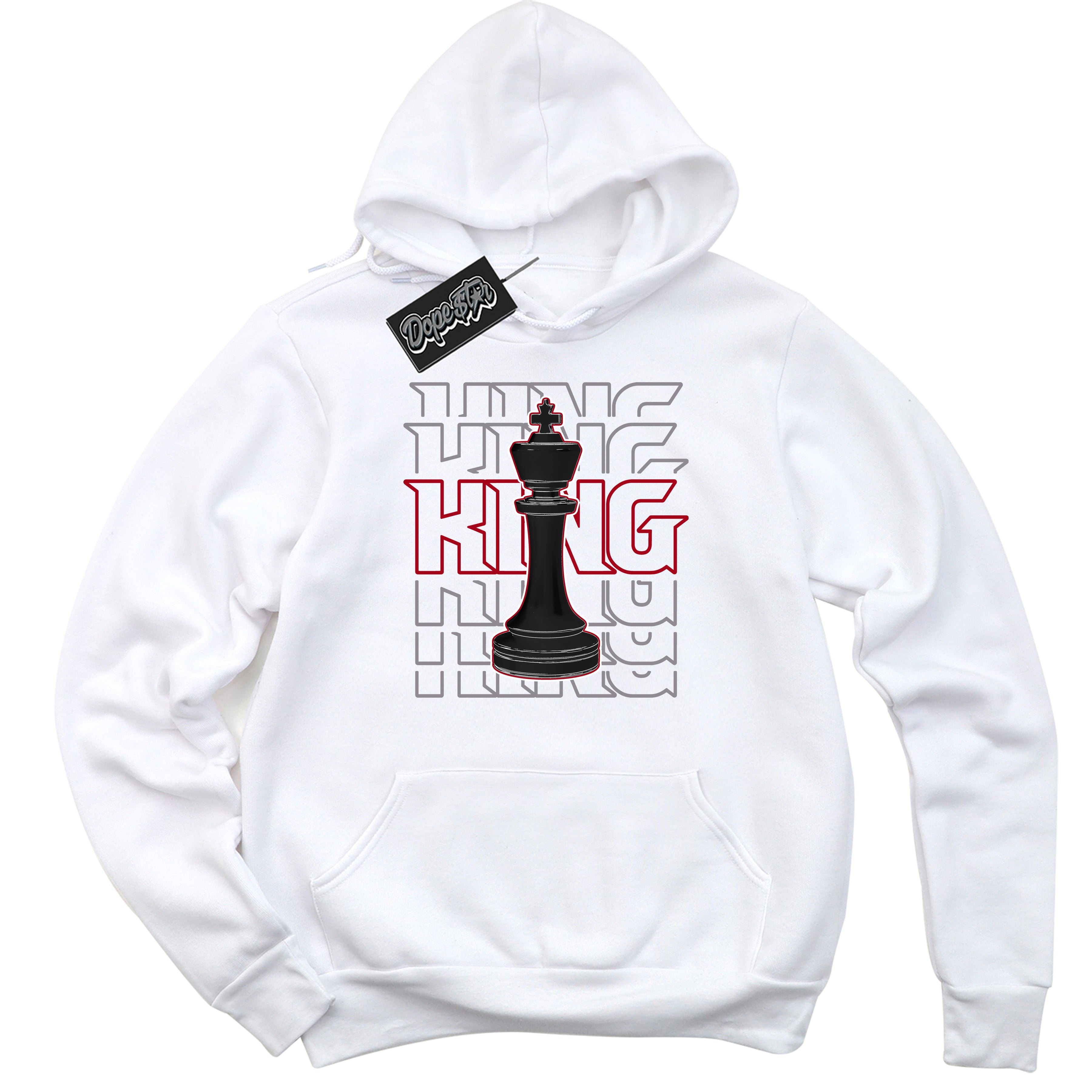 Cool White Hoodie with “ King Chess ” design that Perfectly Matches Bred Reimagined 4s Jordans.