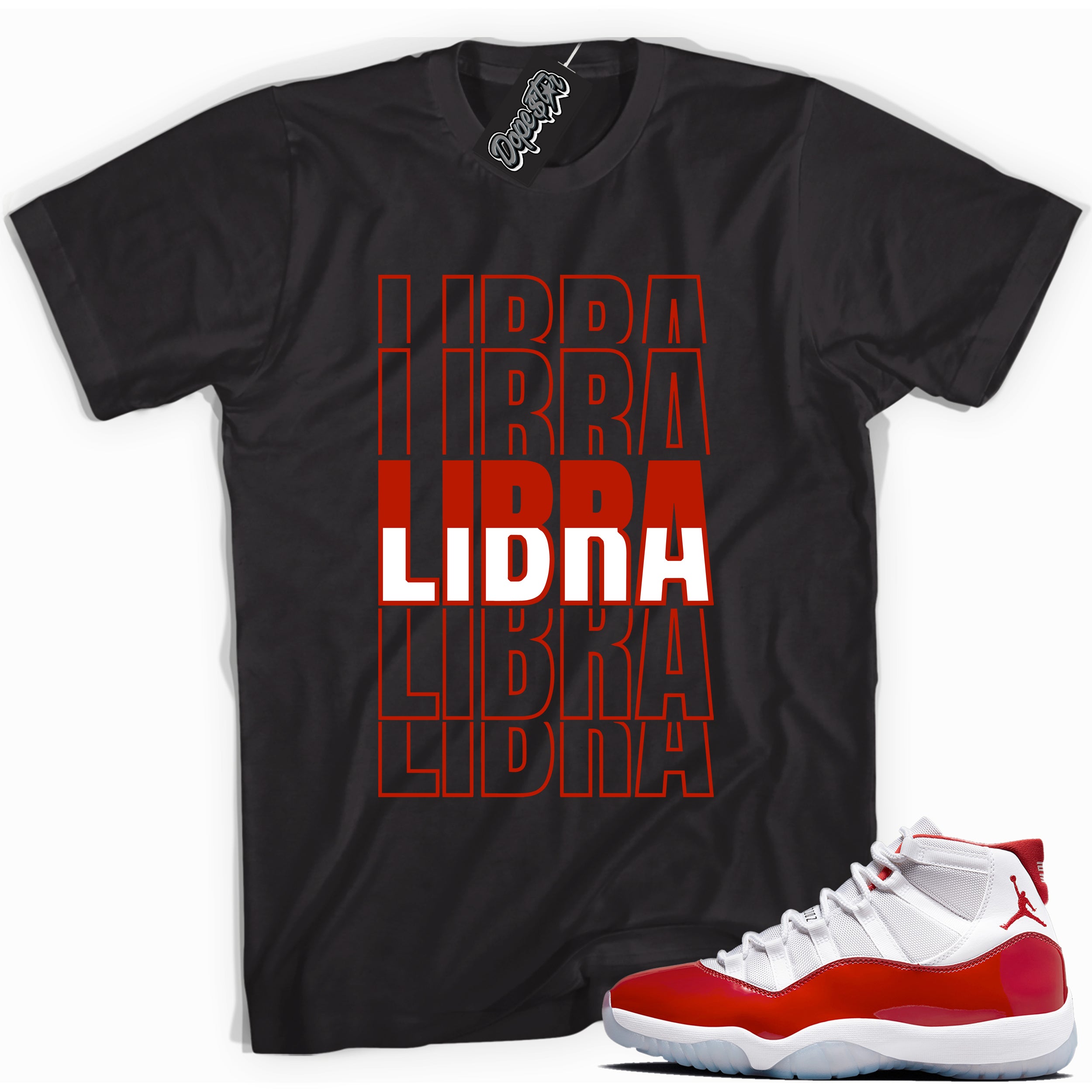 Cool Black graphic tee with “ Libra ” print, that perfectly matches CHERRY 11s sneakers