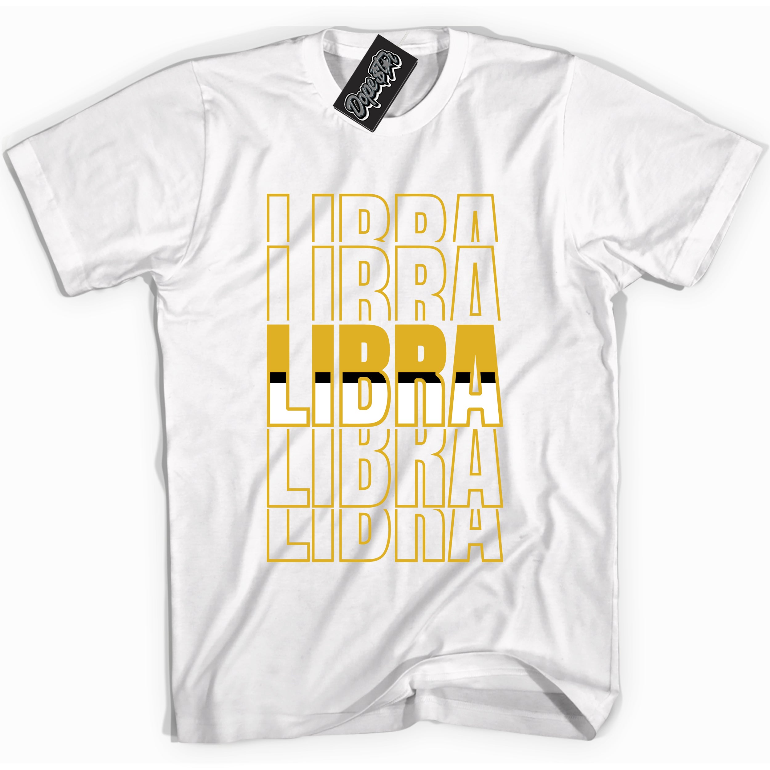 Cool White Shirt With Libra design That Perfectly Matches YELLOW OCHRE 6s Sneakers