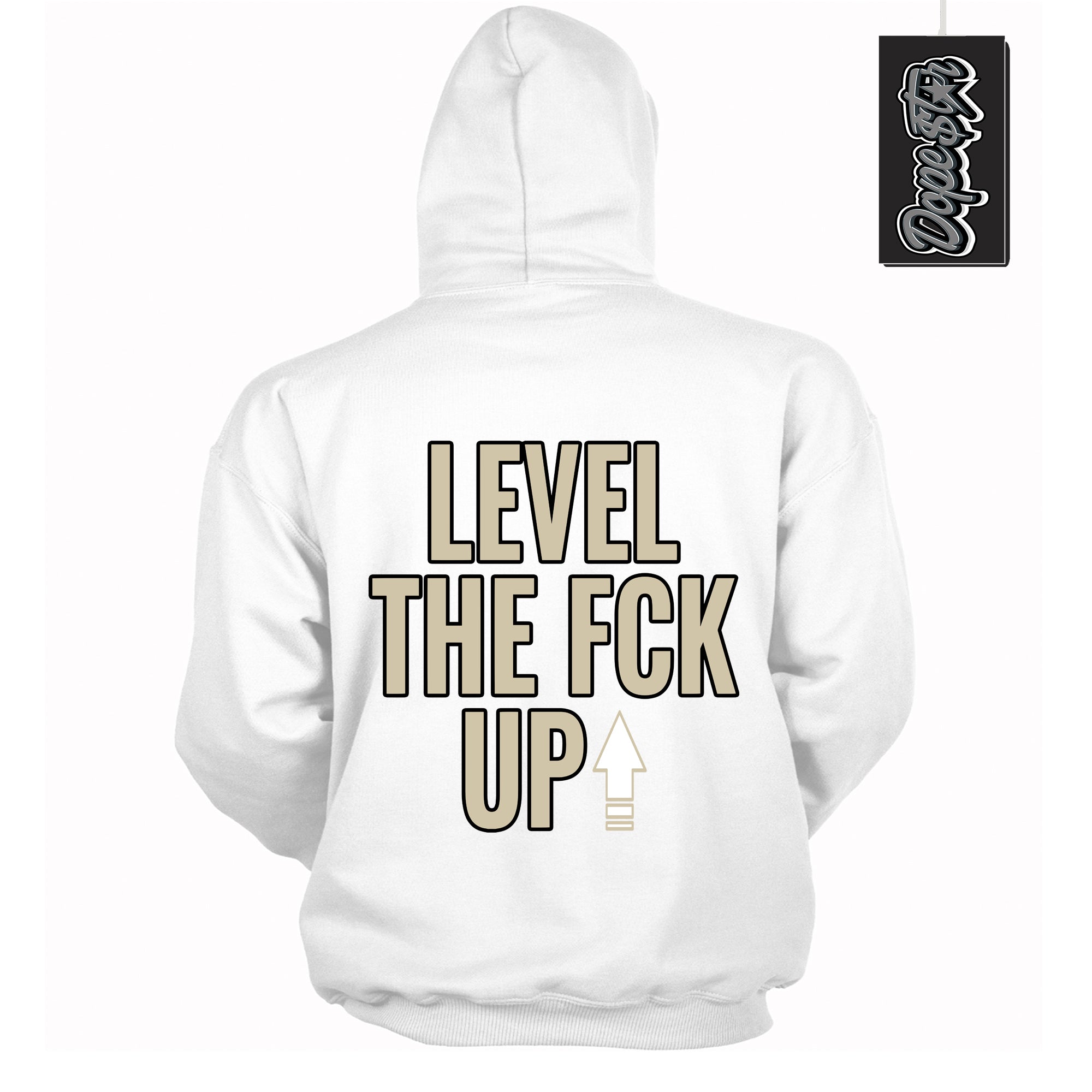 Cool White Hoodie with “ Level The Fck Up ” design that Perfectly Matches Gratitude 11s Sneakers.