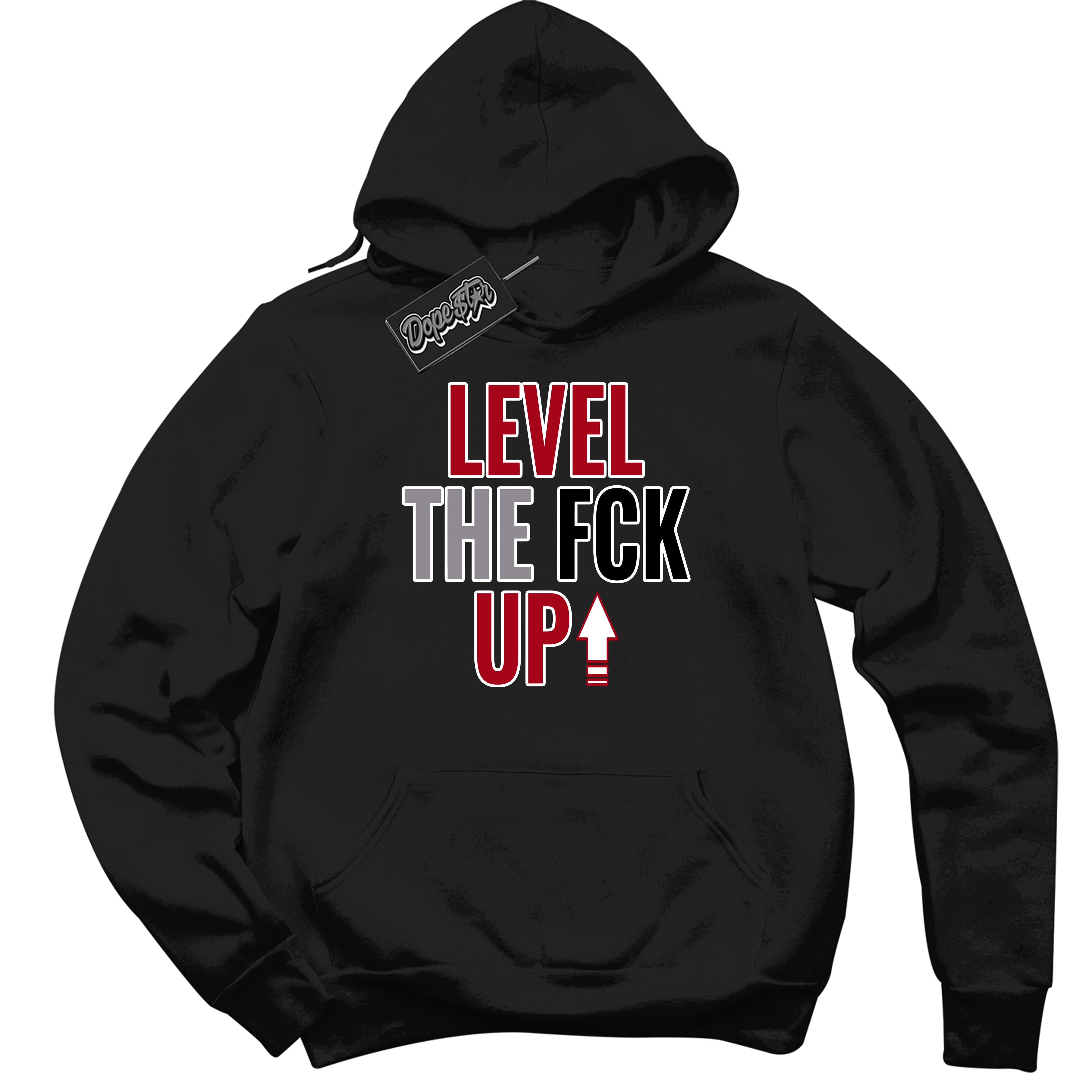Cool Black Hoodie with “ Level The Fck Up ” design that Perfectly Matches Bred Reimagined 4s Jordans.