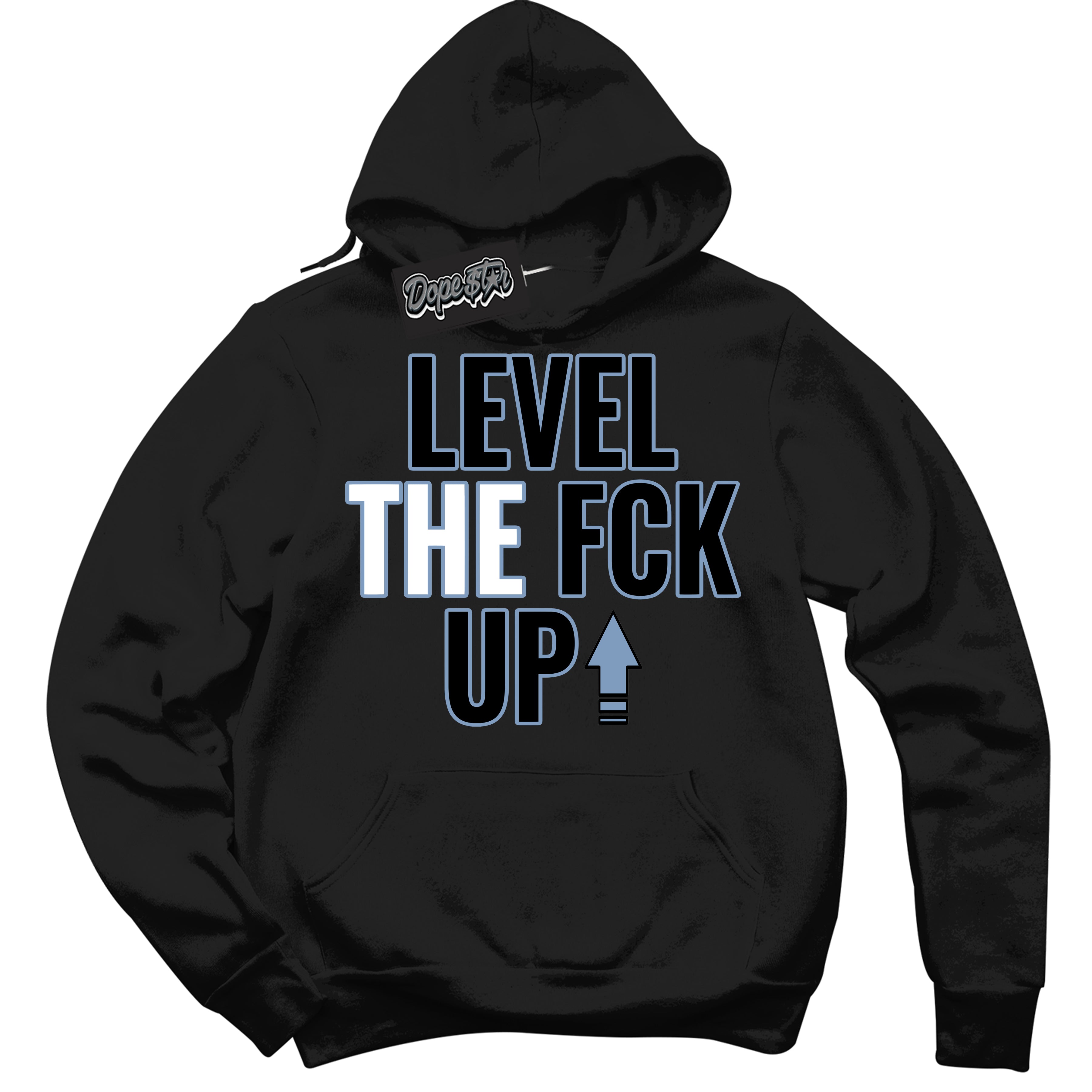 Cool Black Hoodie with “ Level The Fck Up ” design that Perfectly Matches Reverse Oreo 6s Sneakers.
