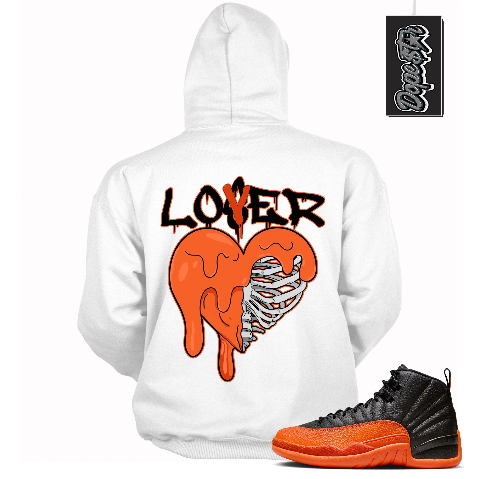 Cool White Graphic Hoodie with “ Lover Loser “ print, that perfectly matches Air Jordan 12 Retro WNBA All-Star Brilliant Orange sneakers
