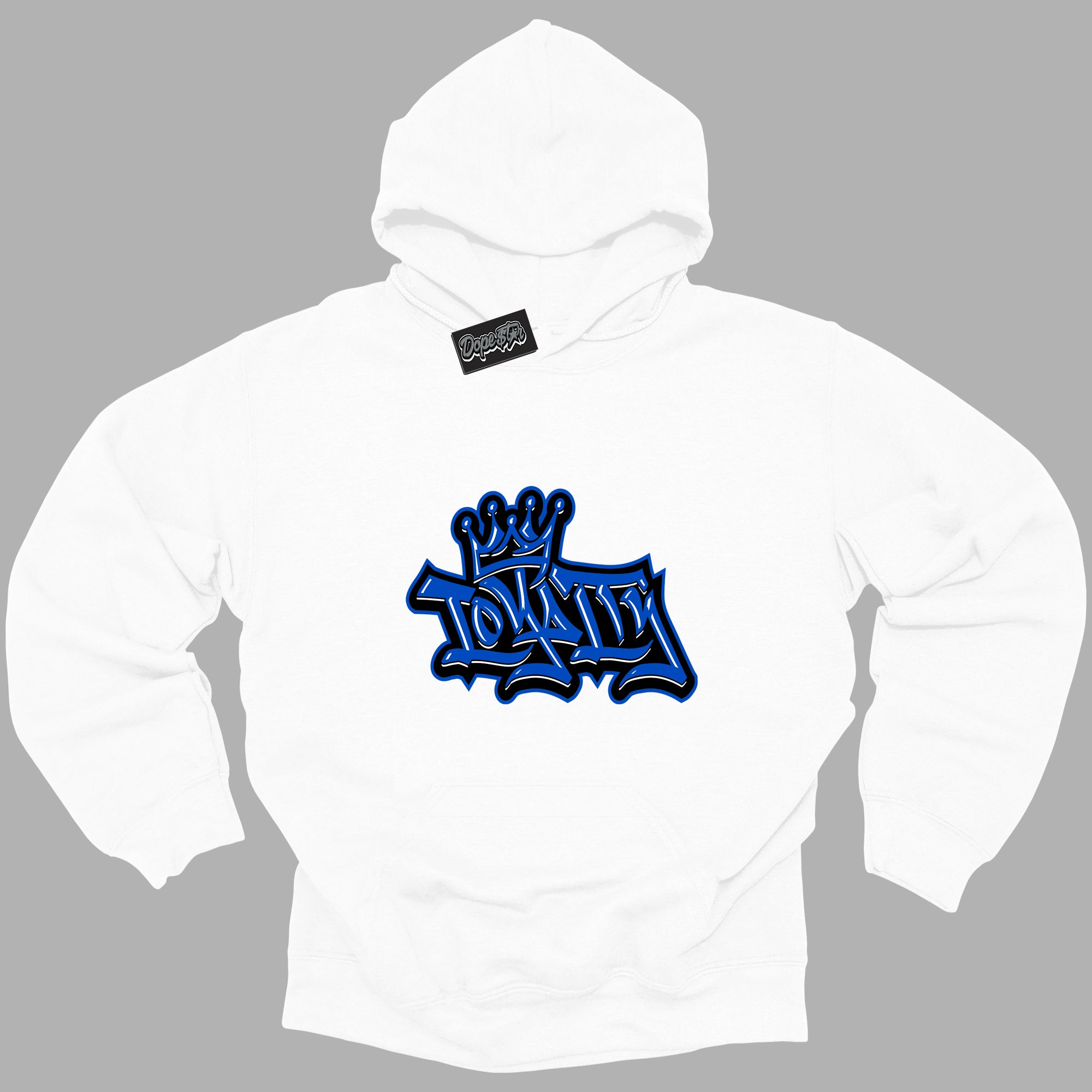 Cool White Hoodie with “ Loyalty Crown ” design that Perfectly Matches Royal Reimagined 1s Sneakers.