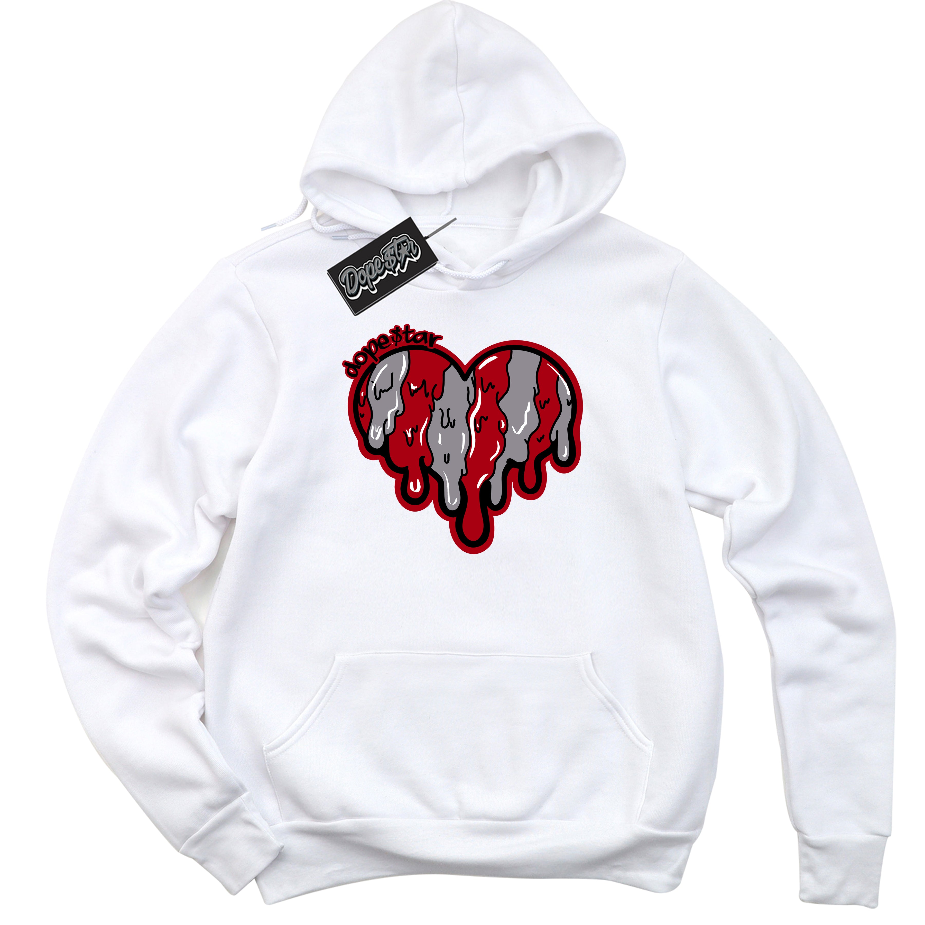 Cool White Hoodie with “ Melting Heart ” design that Perfectly Matches Bred Reimagined 4s Jordans.