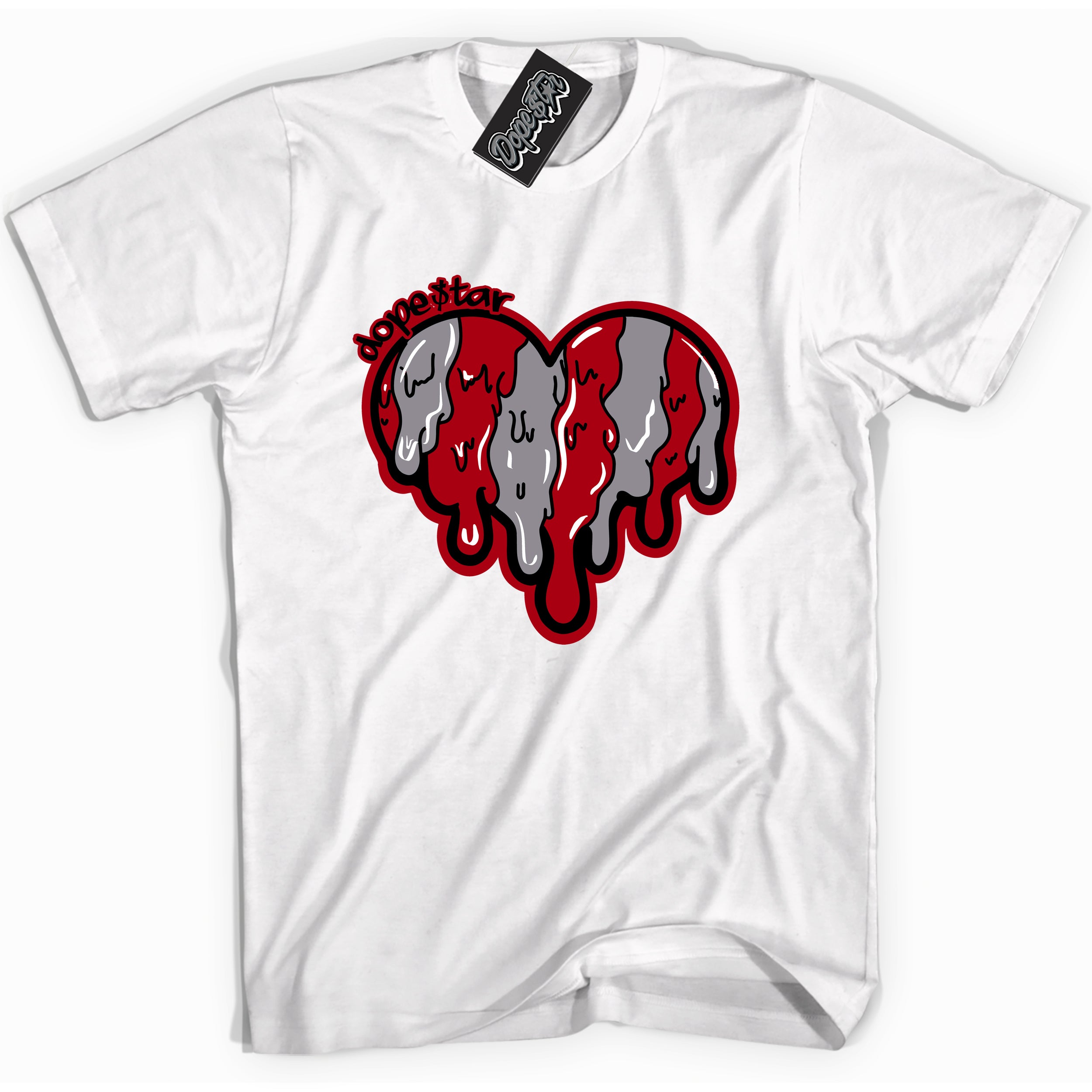 Cool White Shirt with “ Melting Heart” design that perfectly matches Bred Reimagined 4s Jordans.