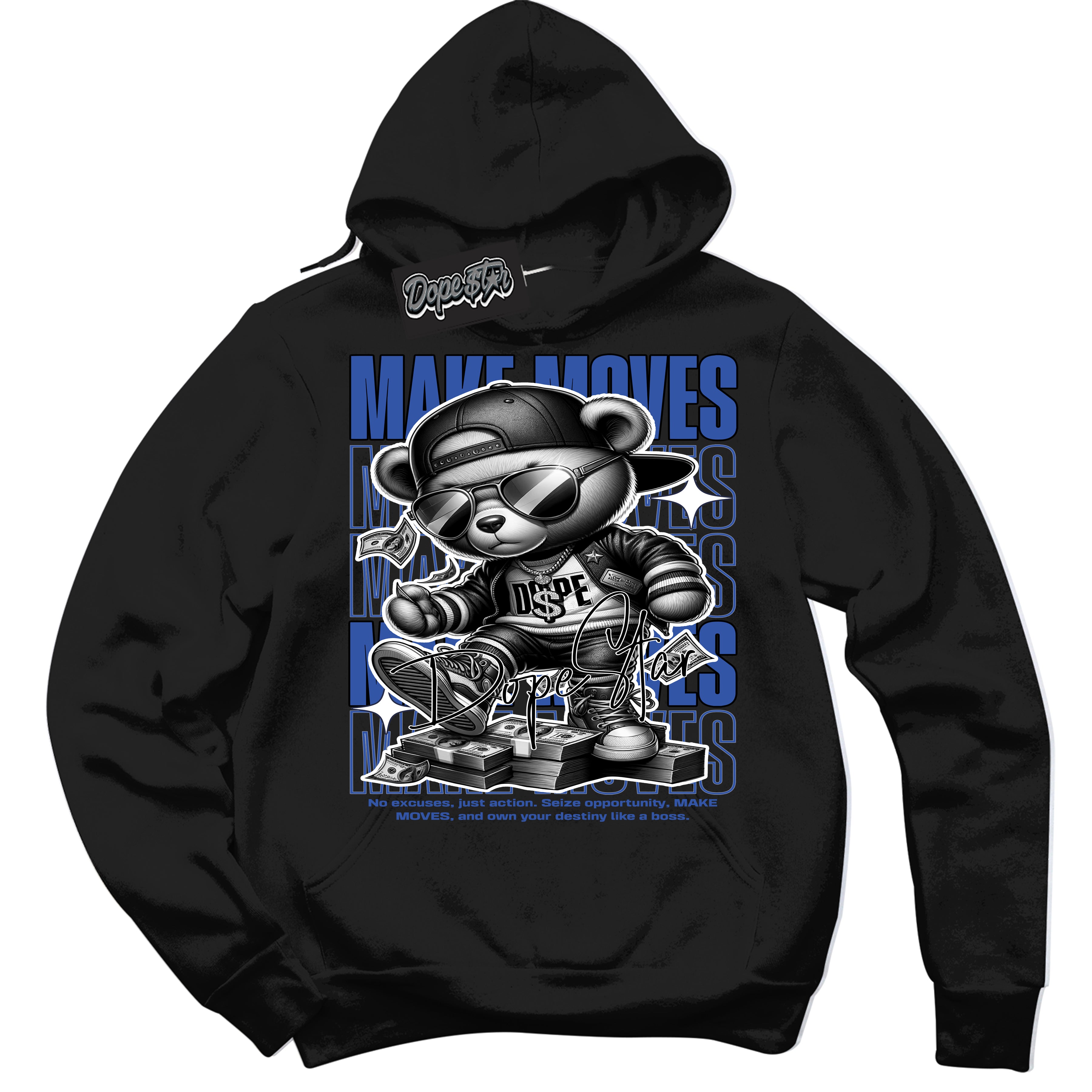Dunk Low Astronomy Blue 'Make Moves' Hoodie – Black Streetwear Sweatshirt | Sneaker Matching Hoodie for Dunk Low Astronomy Blue | Men's & Women's Streetwear Outfit by Sneaker Shirts Outlet.
