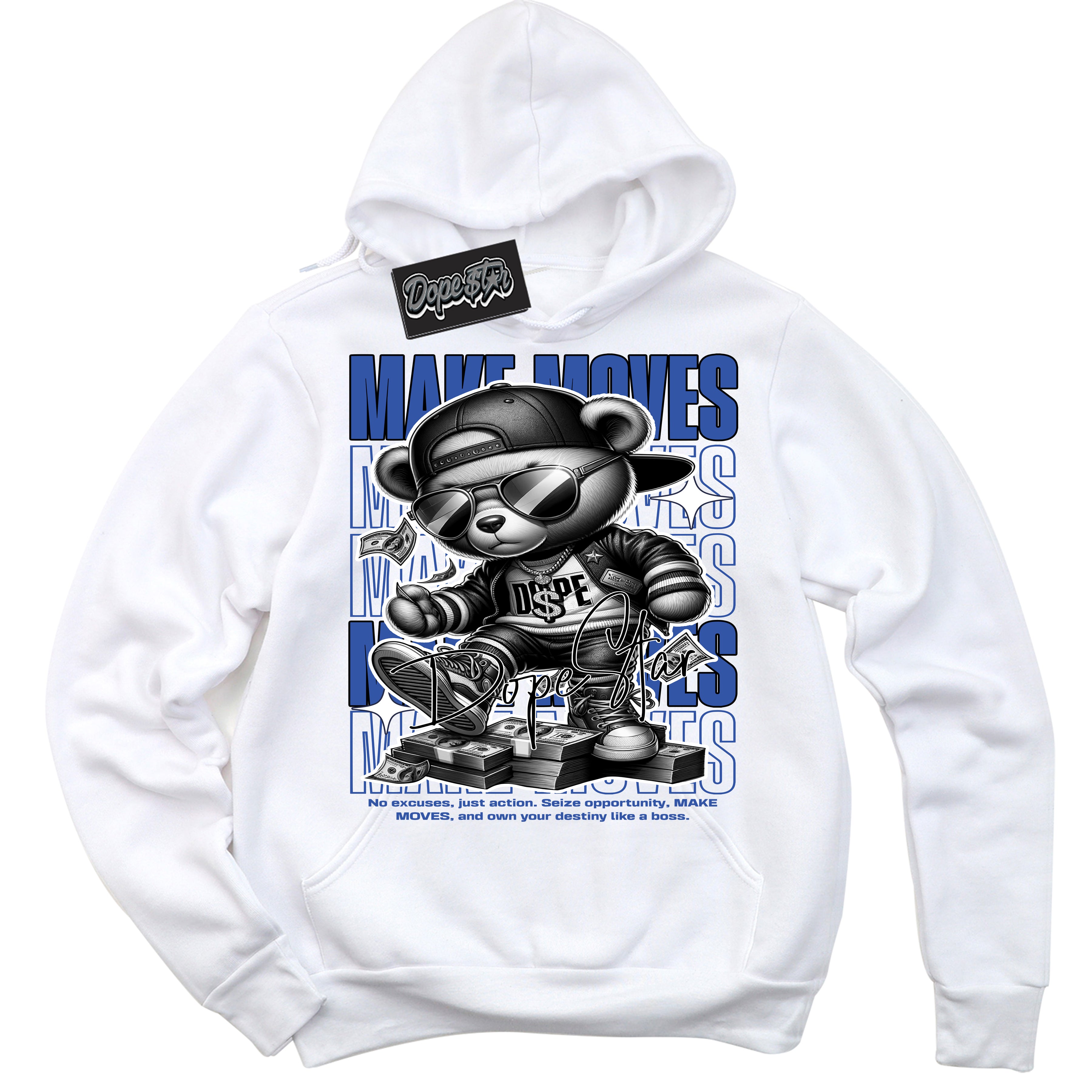 Dunk Low Astronomy Blue 'Make Moves' Hoodie – White Streetwear Sweatshirt | Sneaker Matching Hoodie for Dunk Low Astronomy Blue | Men's & Women's Streetwear Outfit by Sneaker Shirts Outlet.