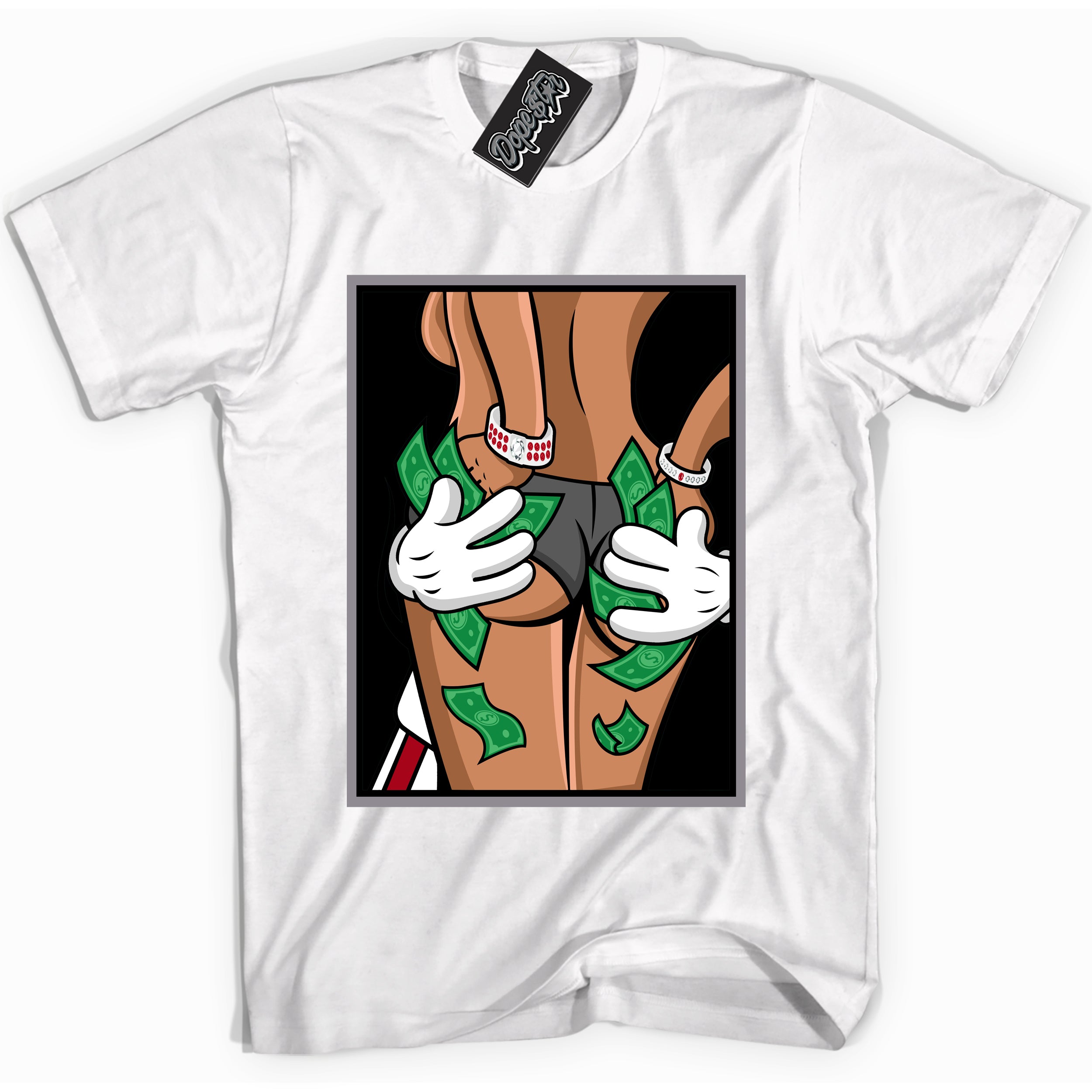 Cool White Shirt with “ Money Hands” design that perfectly matches Bred Reimagined 4s Jordans.