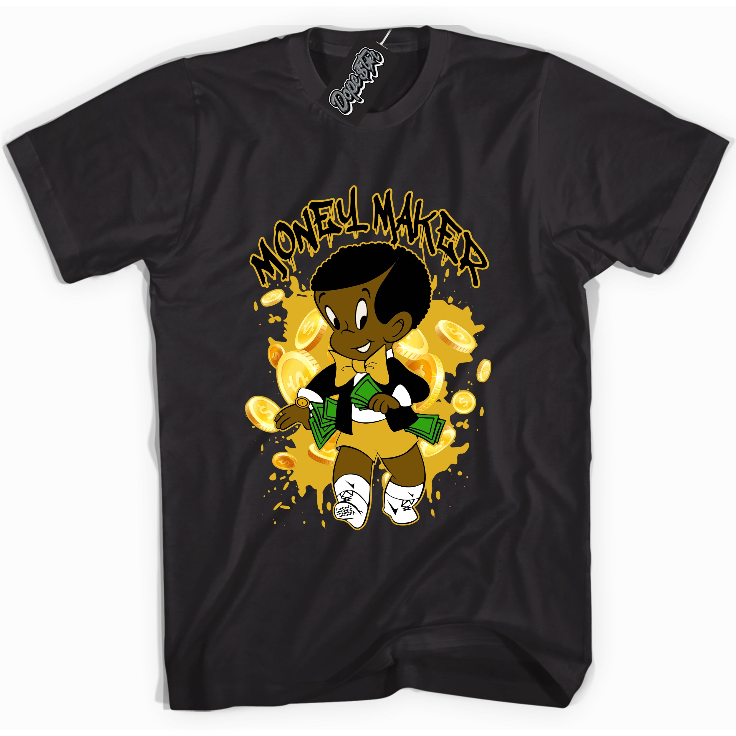 Cool Black Hoodie with “Money Maker ” design that Perfectly Matches Yellow Ochre 6s Sneakers.