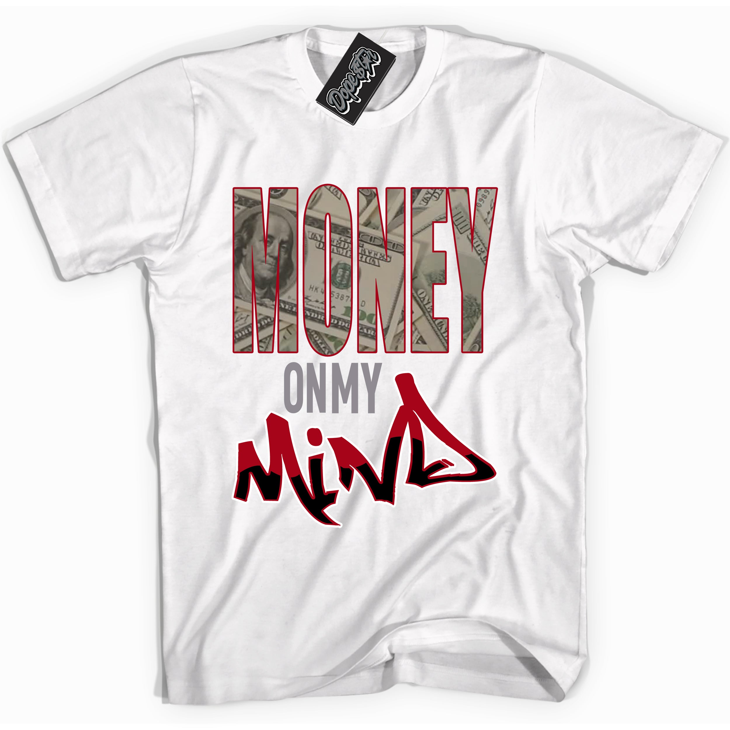 Cool White Shirt with “ Money On My Mind” design that perfectly matches Bred Reimagined 4s Jordans.