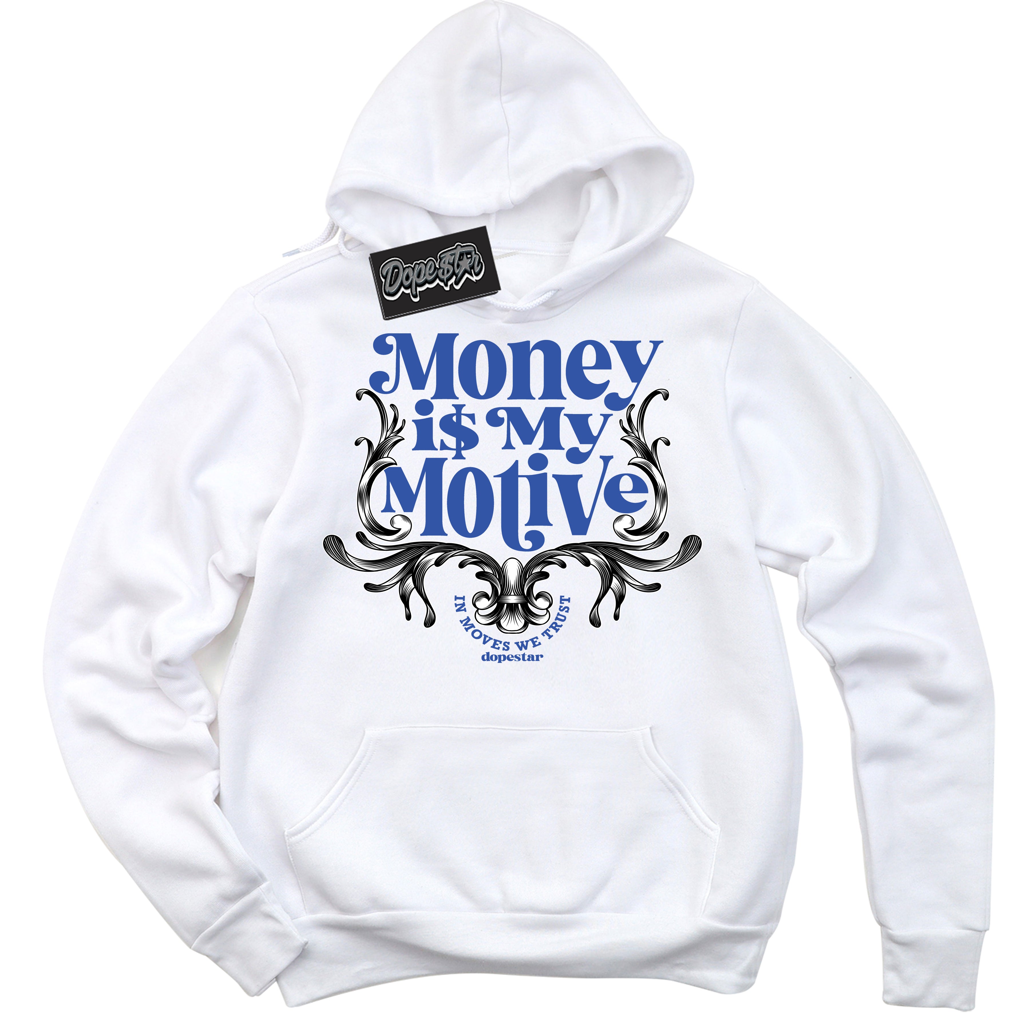 Dunk Low Astronomy Blue 'Motive Is My Motive' Hoodie – White Streetwear Sweatshirt | Sneaker Matching Hoodie for Dunk Low Astronomy Blue | Men's & Women's Streetwear Outfit by Sneaker Shirts Outlet.