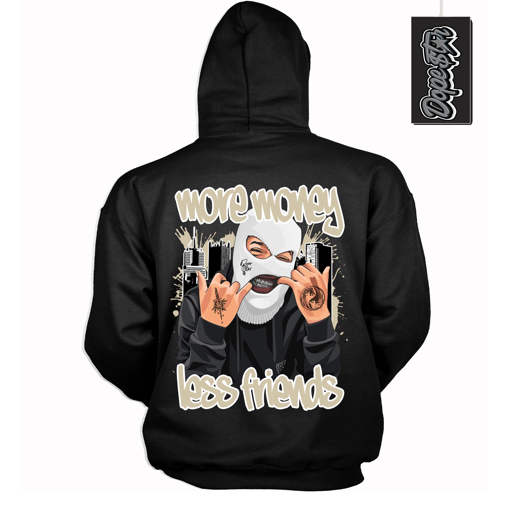 Cool Black Hoodie with “ More Money Less Friends ” design that Perfectly Matches Gratitude 11s Sneakers.