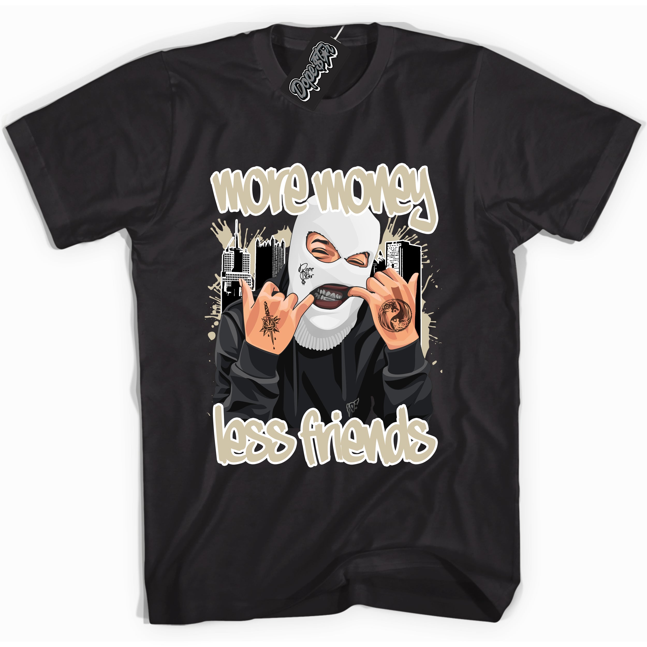 Cool Black Shirt with “ More Money Less Friends” design that perfectly matches Gratitude 11s Sneakers.