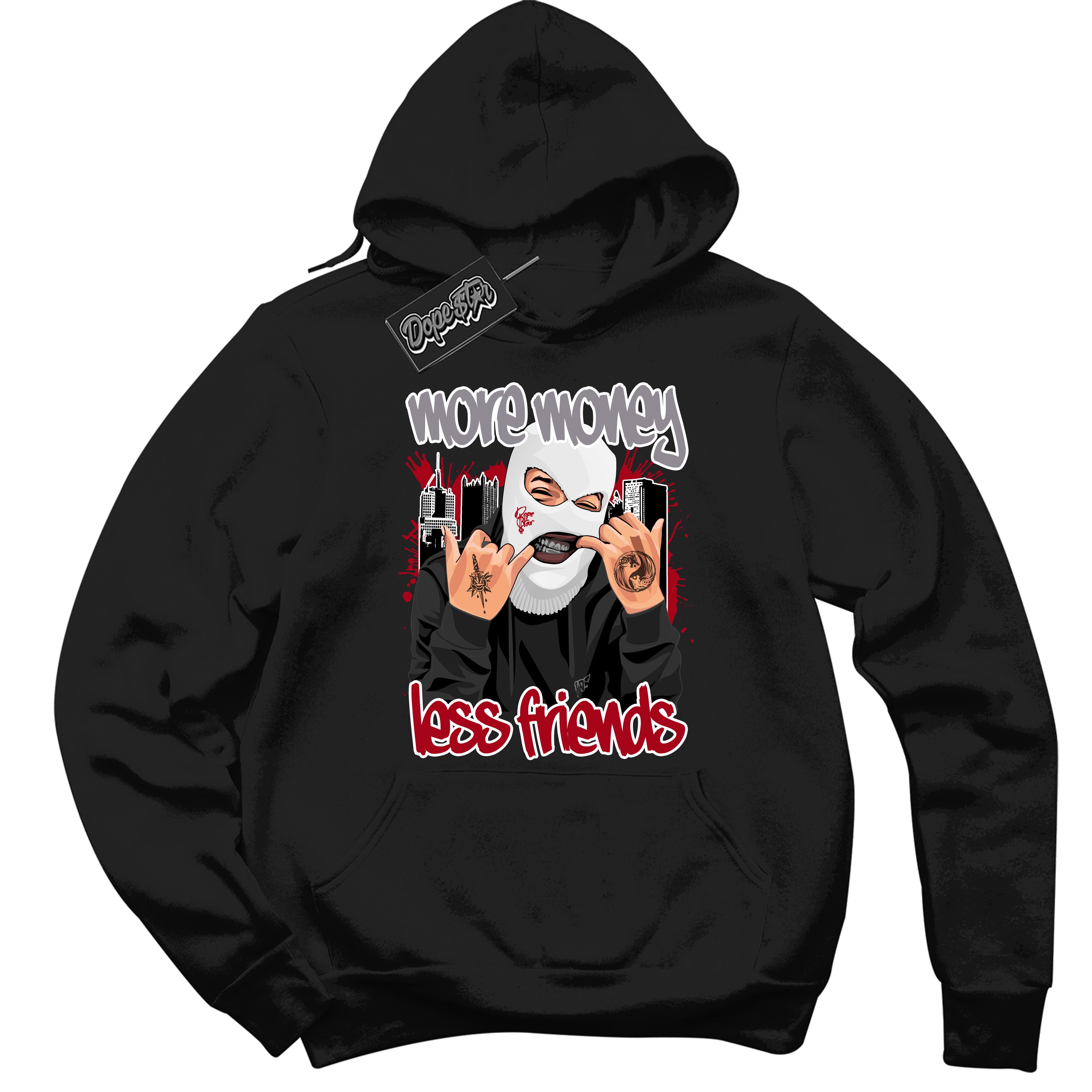 Cool Black Hoodie with “ More Money Less Friends ” design that Perfectly Matches Bred Reimagined 4s Jordans.