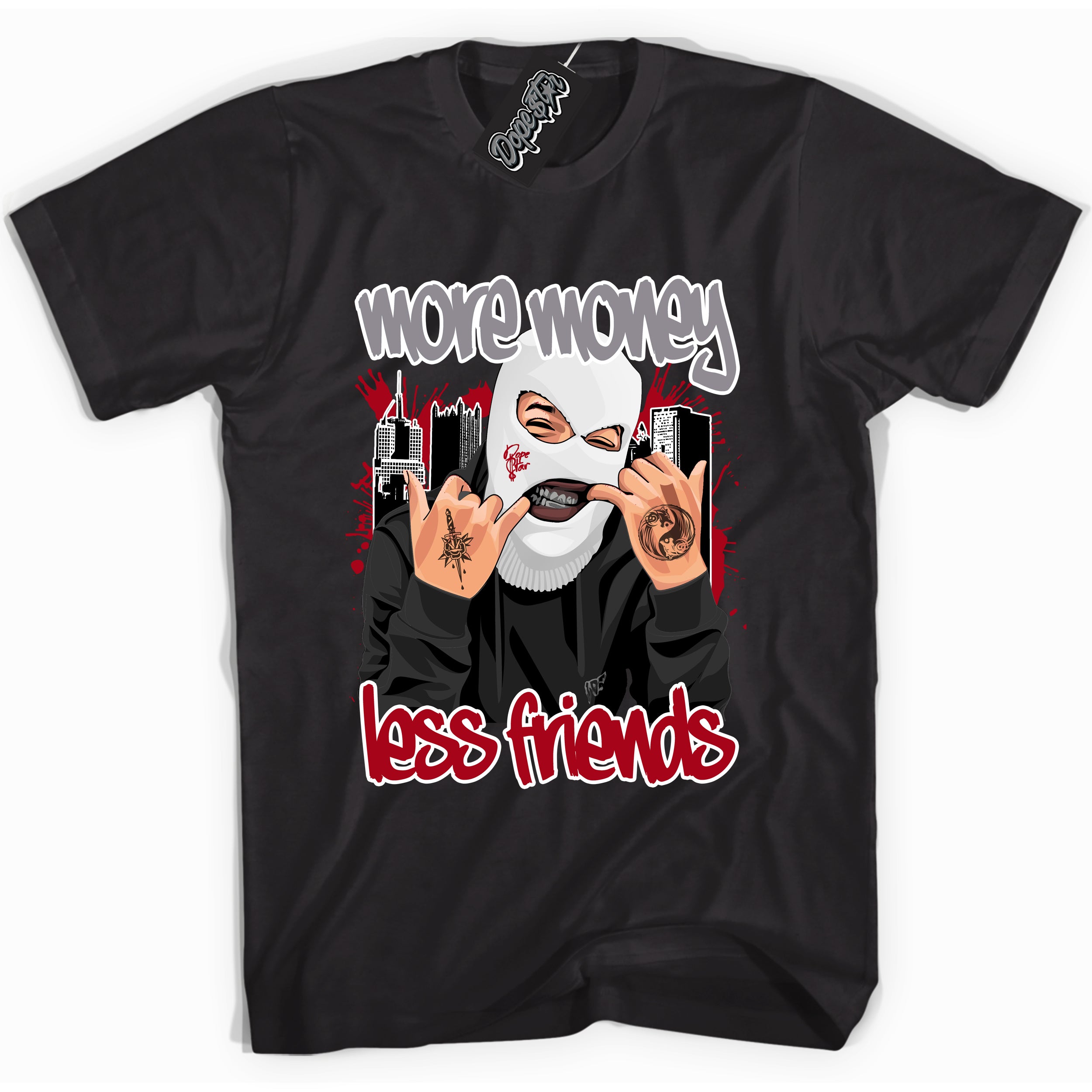 Cool Black Shirt with “ More Money Less Friends” design that perfectly matches Bred Reimagined 4s Jordans.