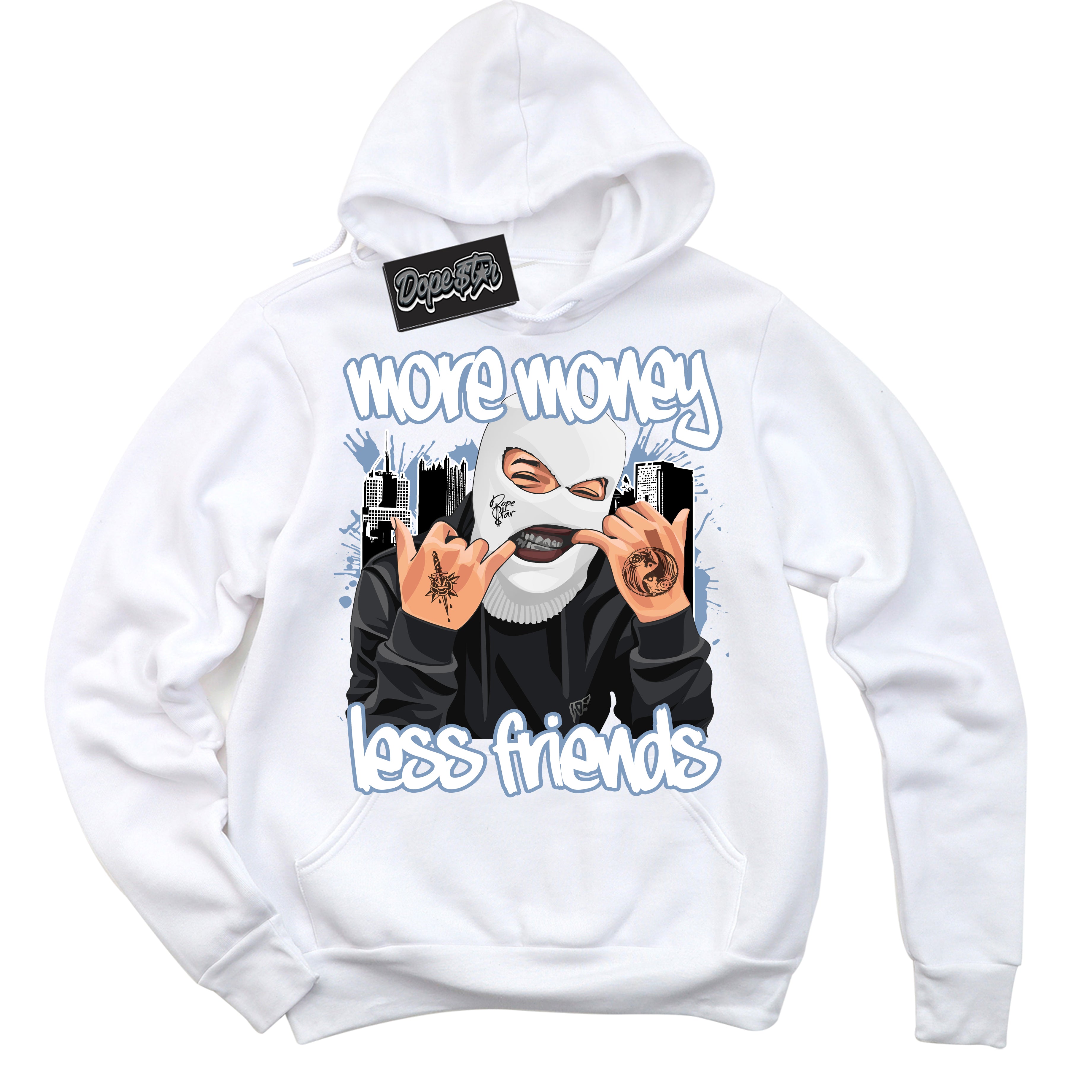Cool White Hoodie with “ More Money Less Friends ” design that Perfectly Matches Reverse Oreo 6s Sneakers.