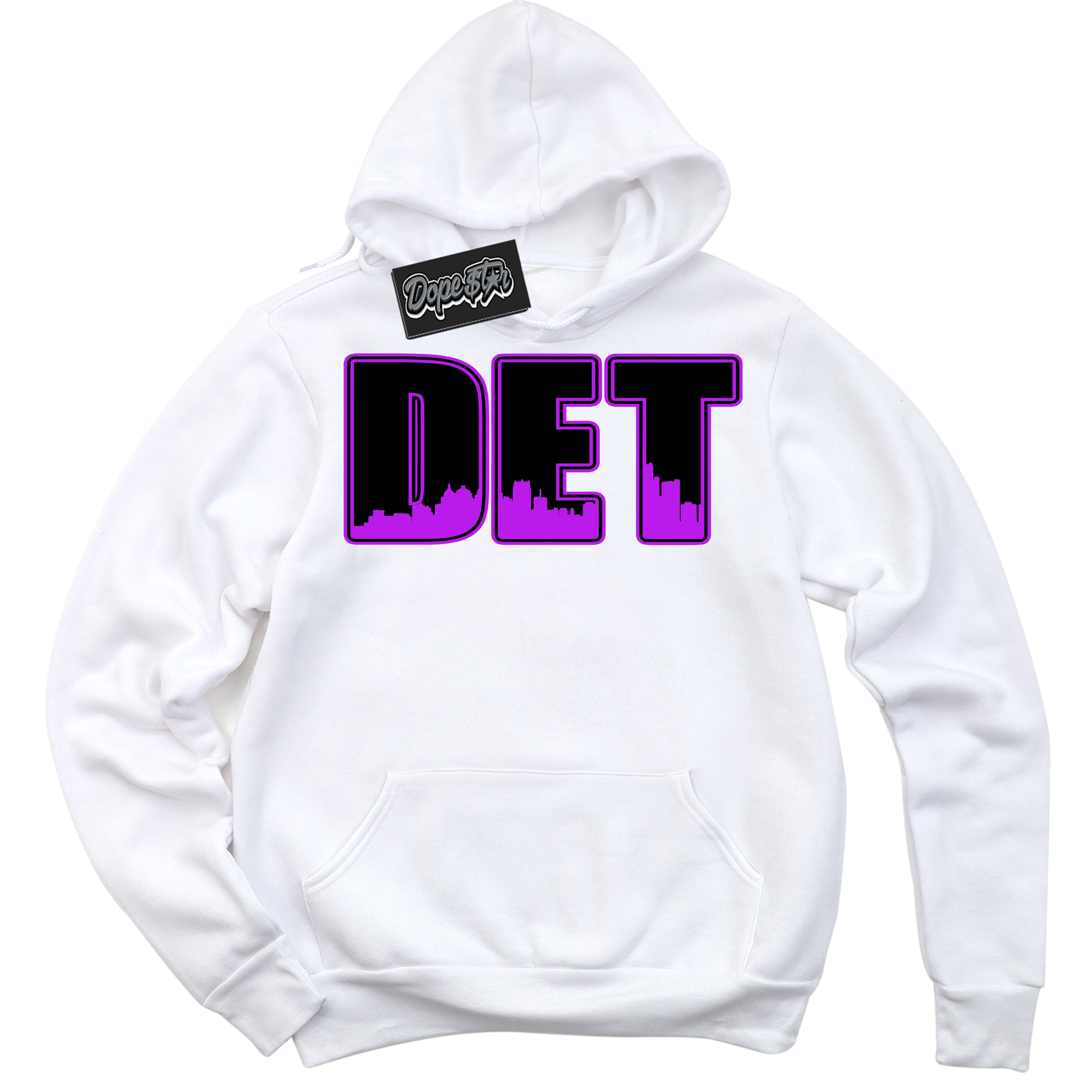 Cool White Hoodie with “ Detroit ” design that Perfectly Matches RTKT Genesis Dunk Sneakers.