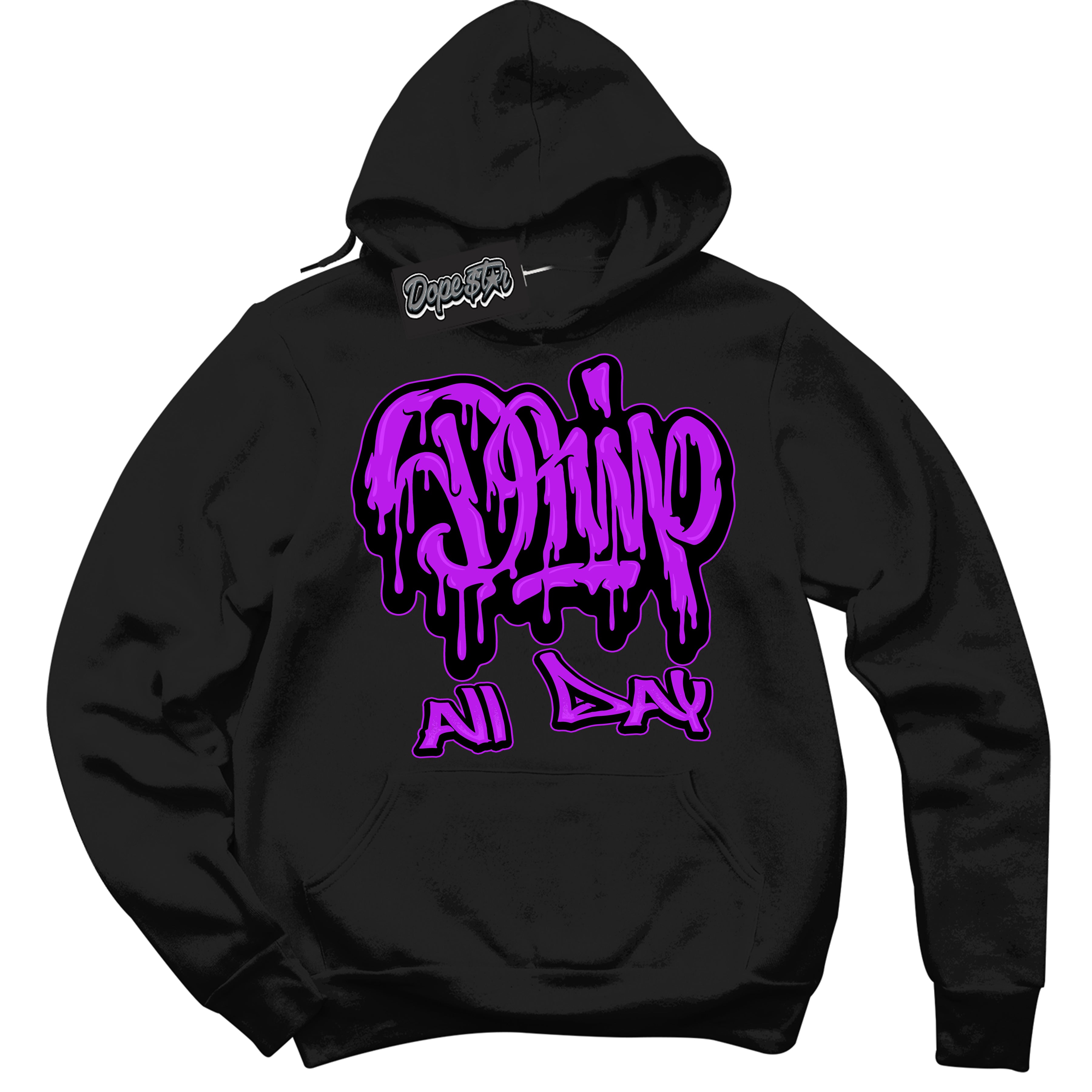 Cool Black Hoodie with “ Drip All Day ” design that Perfectly Matches RTKT Genesis Dunk Sneakers.