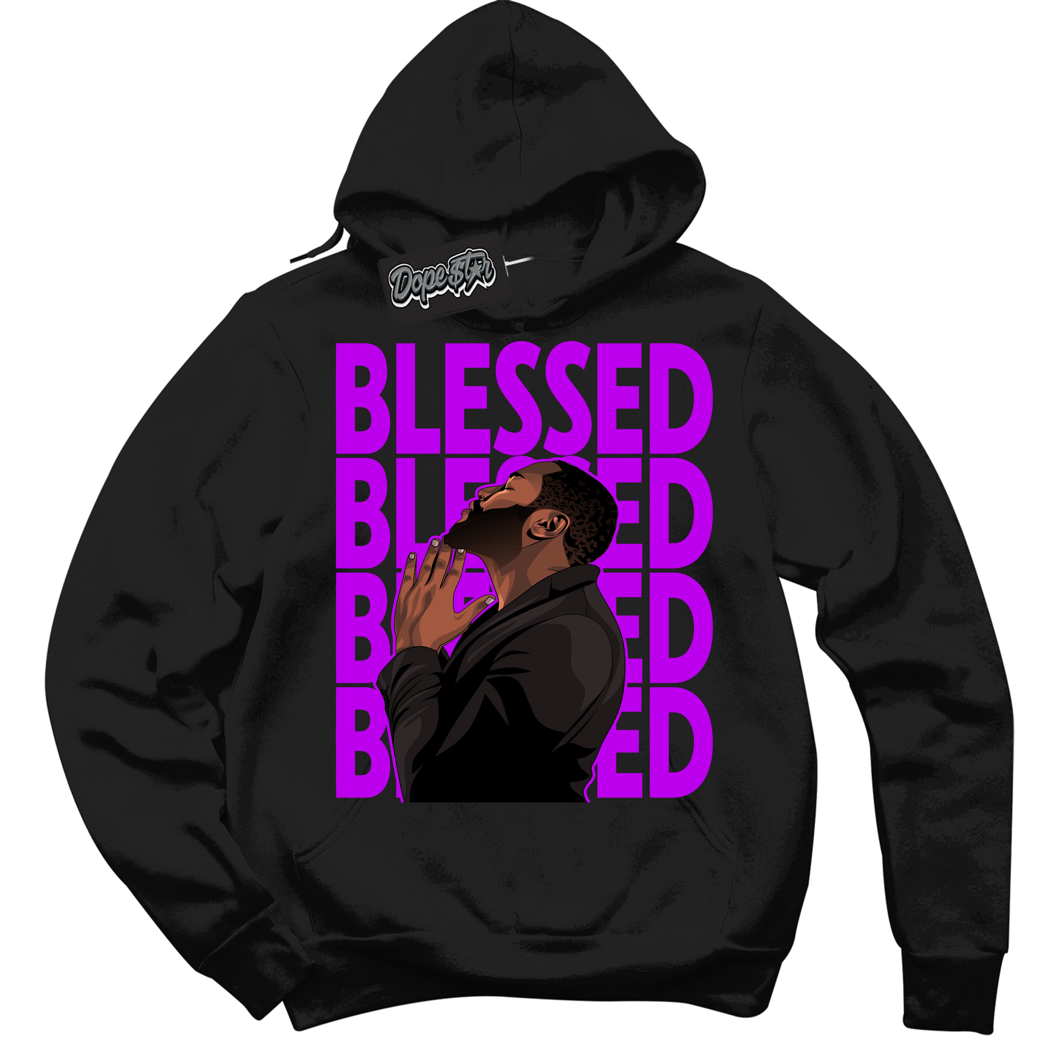 Cool Black Hoodie with “ God Blessed ” design that Perfectly Matches RTKT Genesis Dunk Sneakers.