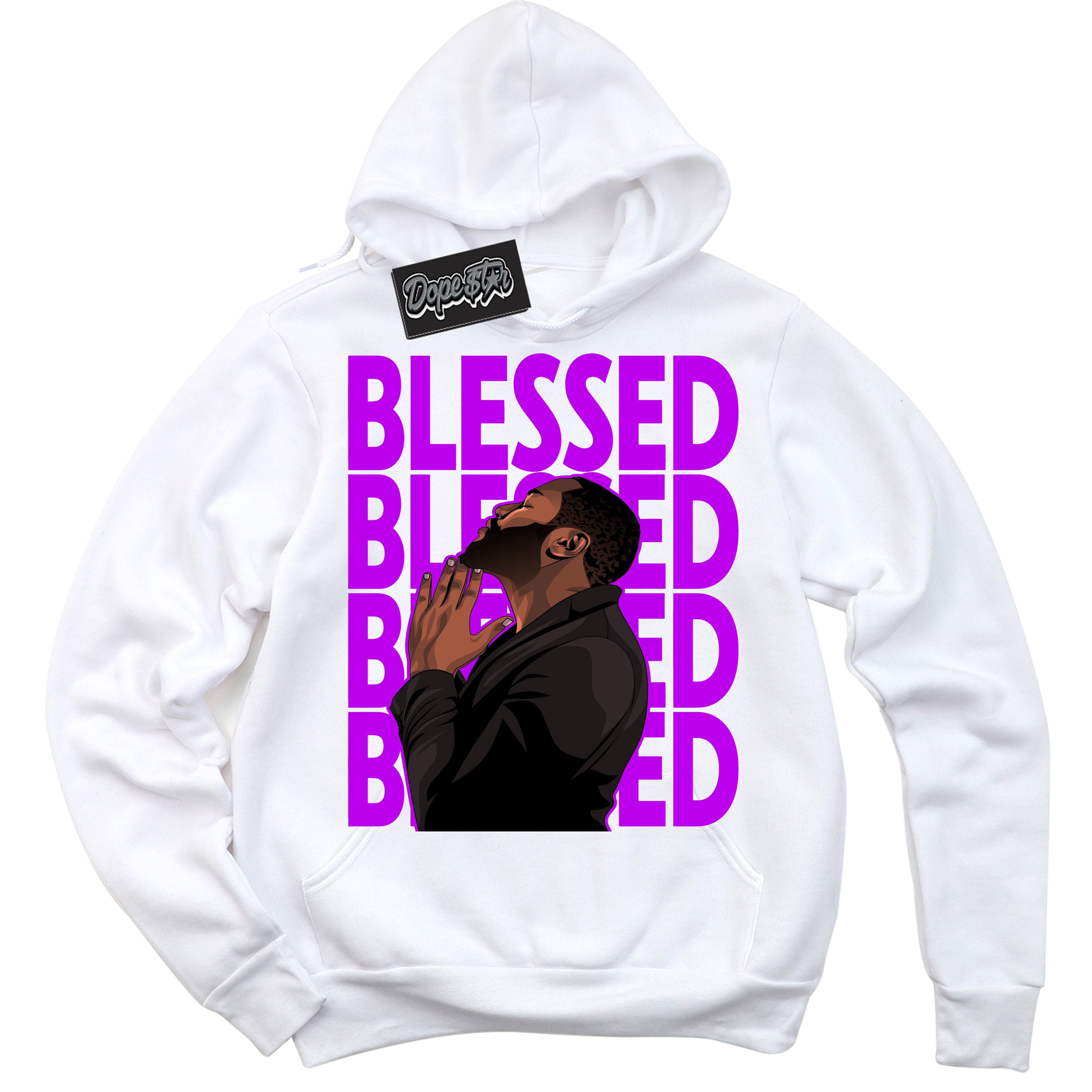 Cool White Hoodie with “ God Blessed ” design that Perfectly Matches RTKT Genesis Dunk Sneakers.