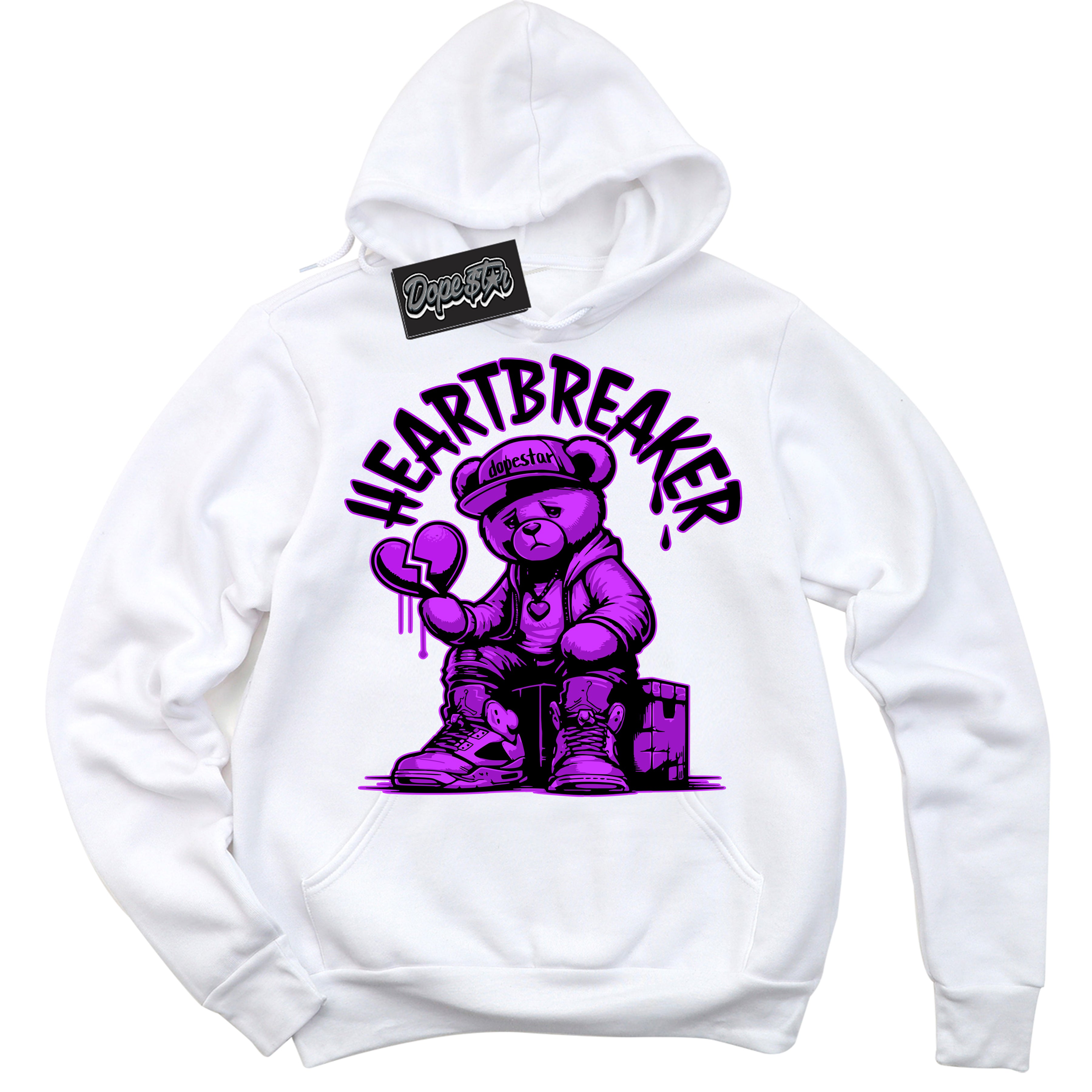 Cool White Hoodie with “ Heartbreaker Bear ” design that Perfectly Matches RTKT Genesis Dunk Sneakers.