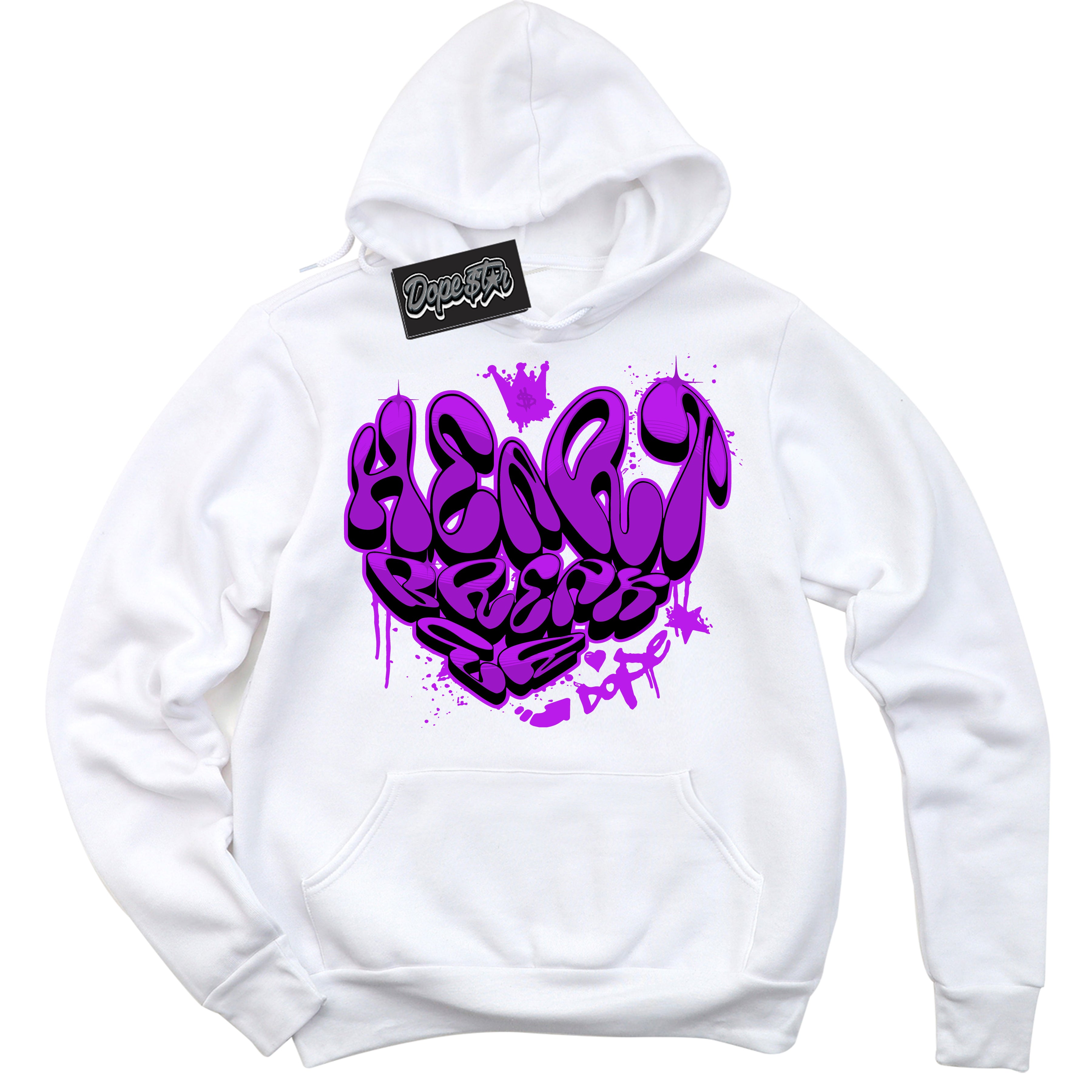 Cool White Hoodie with “ Heartbreaker Graffiti ” design that Perfectly Matches RTKT Genesis Dunk Sneakers.