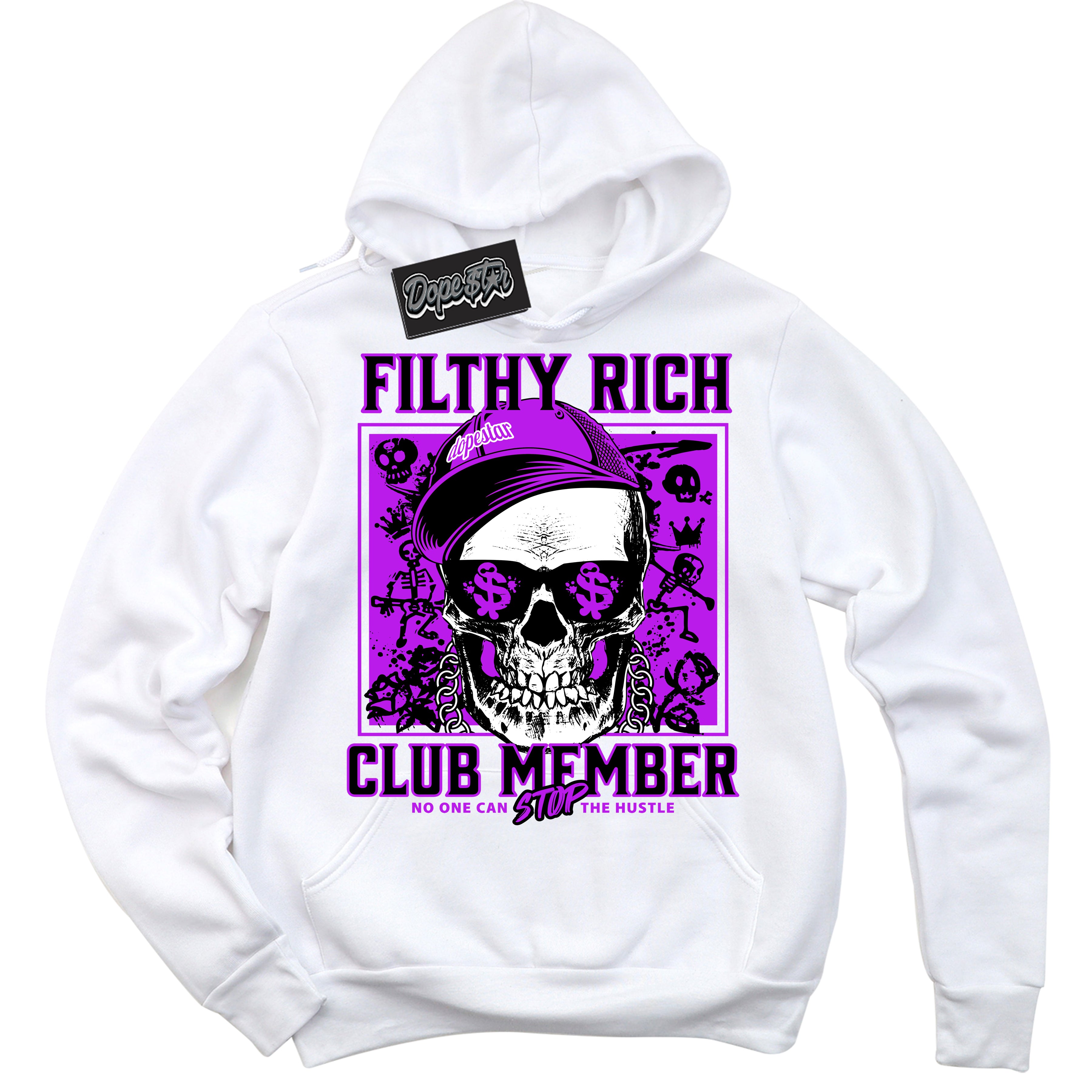 Cool White Hoodie with “ Filthy Rich ” design that Perfectly Matches RTKT Genesis Dunk Sneakers.