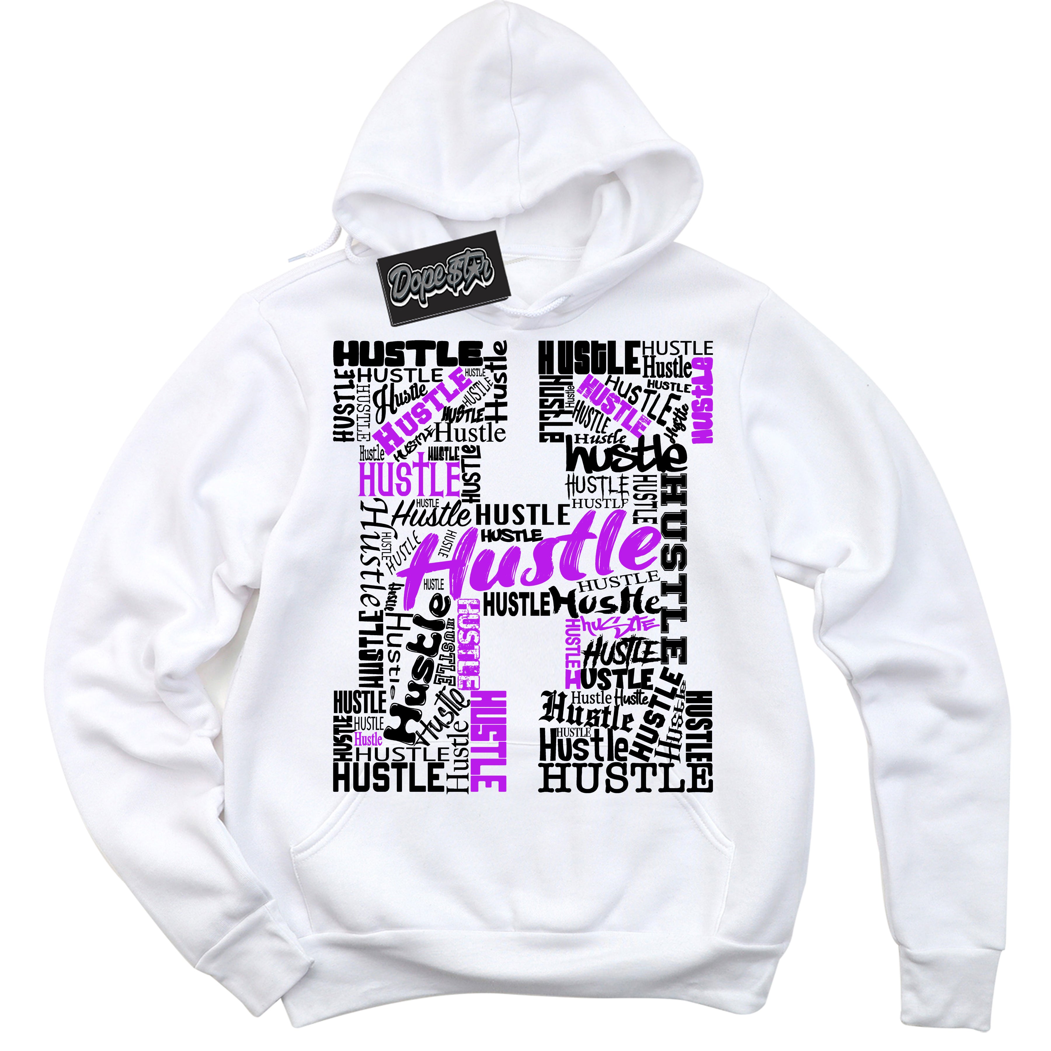 Cool White Hoodie with “ Hustle H ” design that Perfectly Matches RTKT Genesis Dunk Sneakers.
