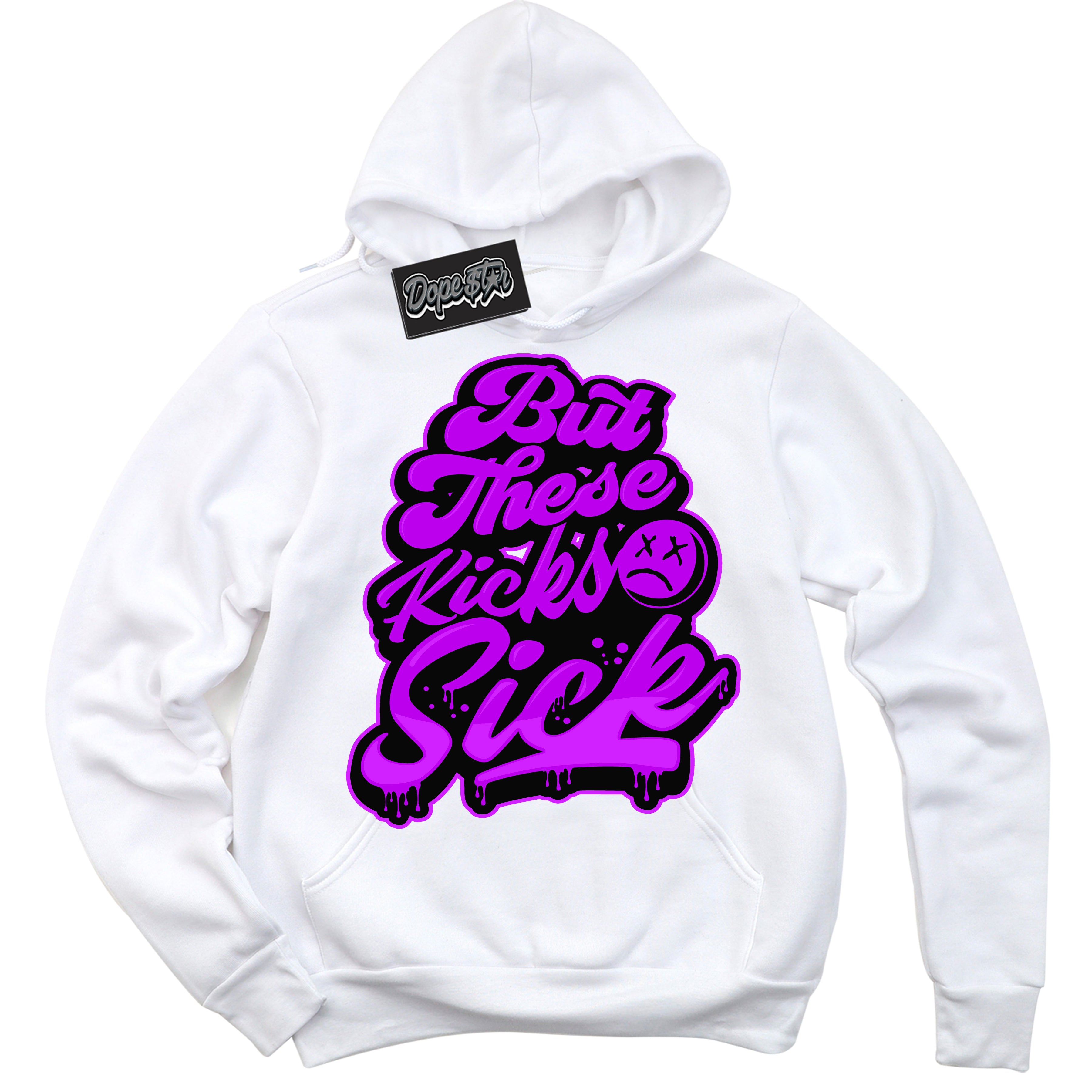Cool White Hoodie with “ Kick Sick ” design that Perfectly Matches RTKT Genesis Dunk Sneakers.