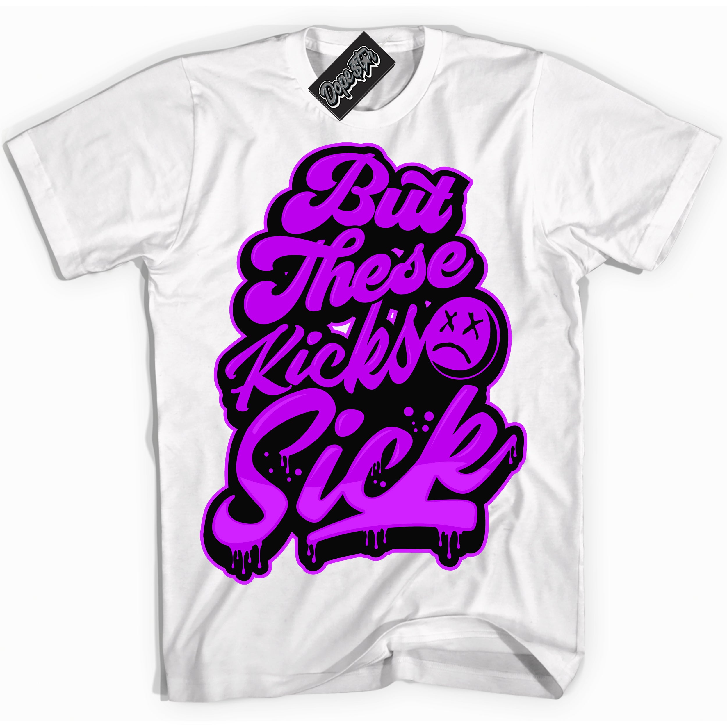Cool White Shirt with “ Kick Sick” design that perfectly matches RTKT Genesis Dunk Sneakers.