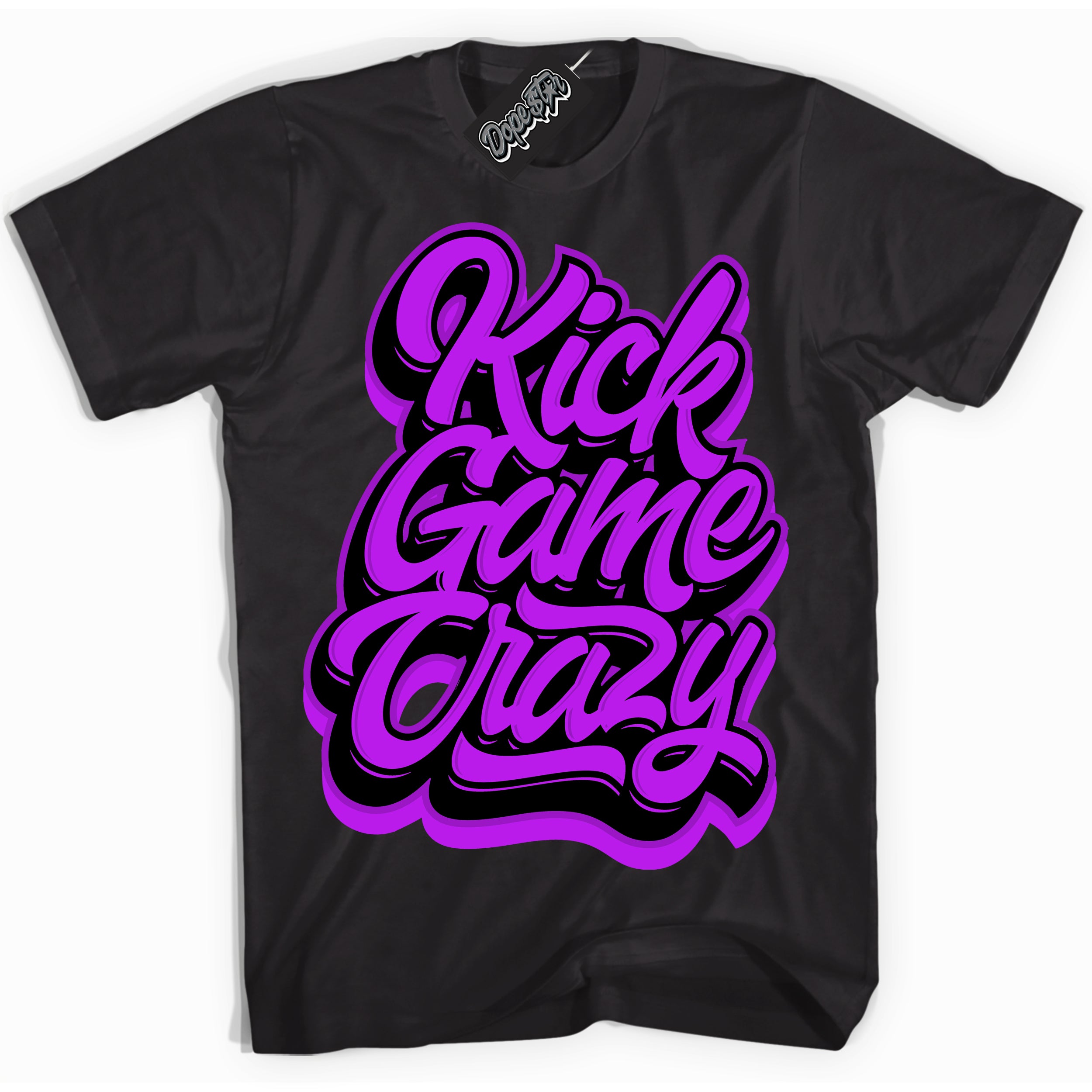 Cool Black Shirt with “ Kick Game Crazy” design that perfectly matches RTKT Genesis Dunk Sneakers.