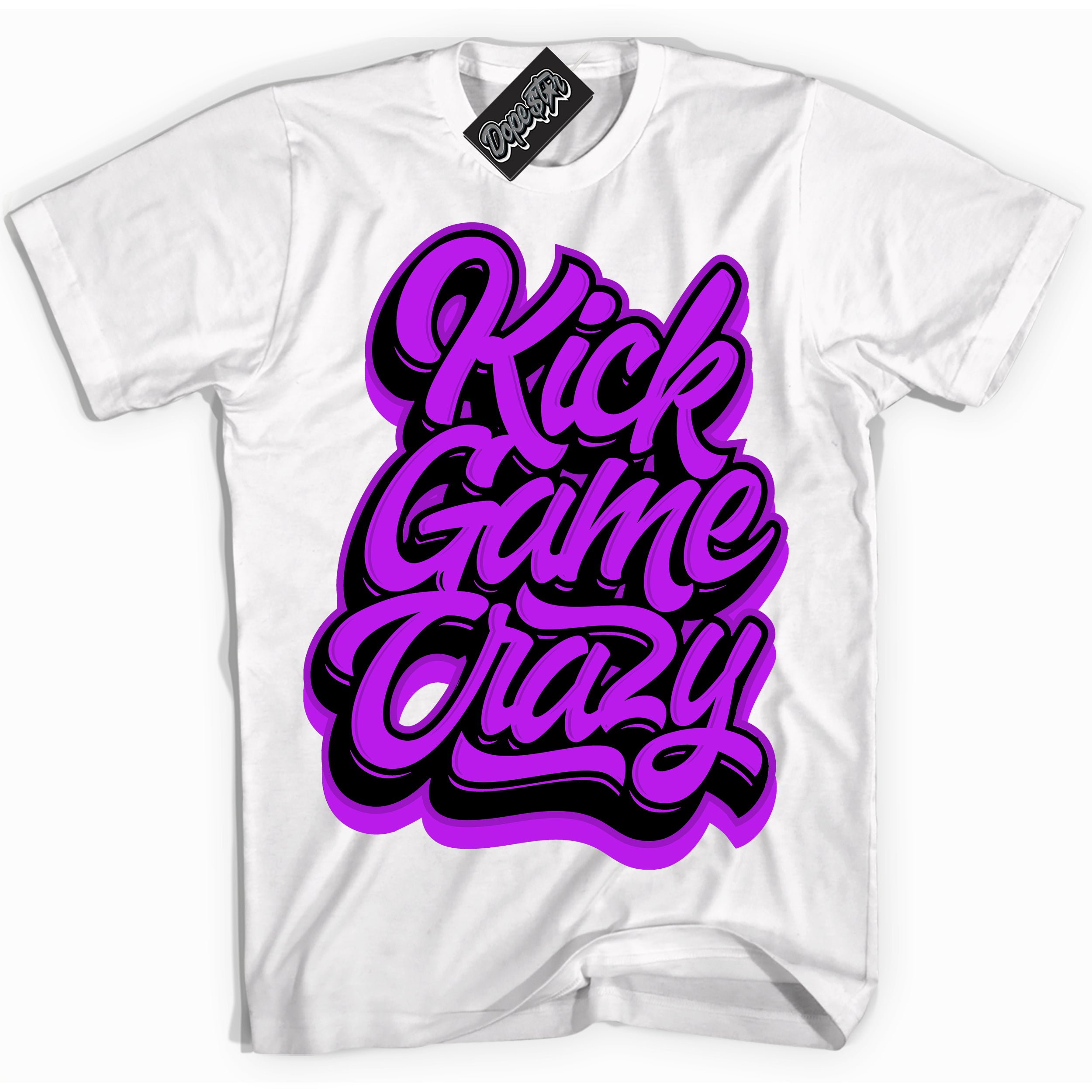 Cool White Shirt with “ Kick Game Crazy” design that perfectly matches RTKT Genesis Dunk Sneakers.