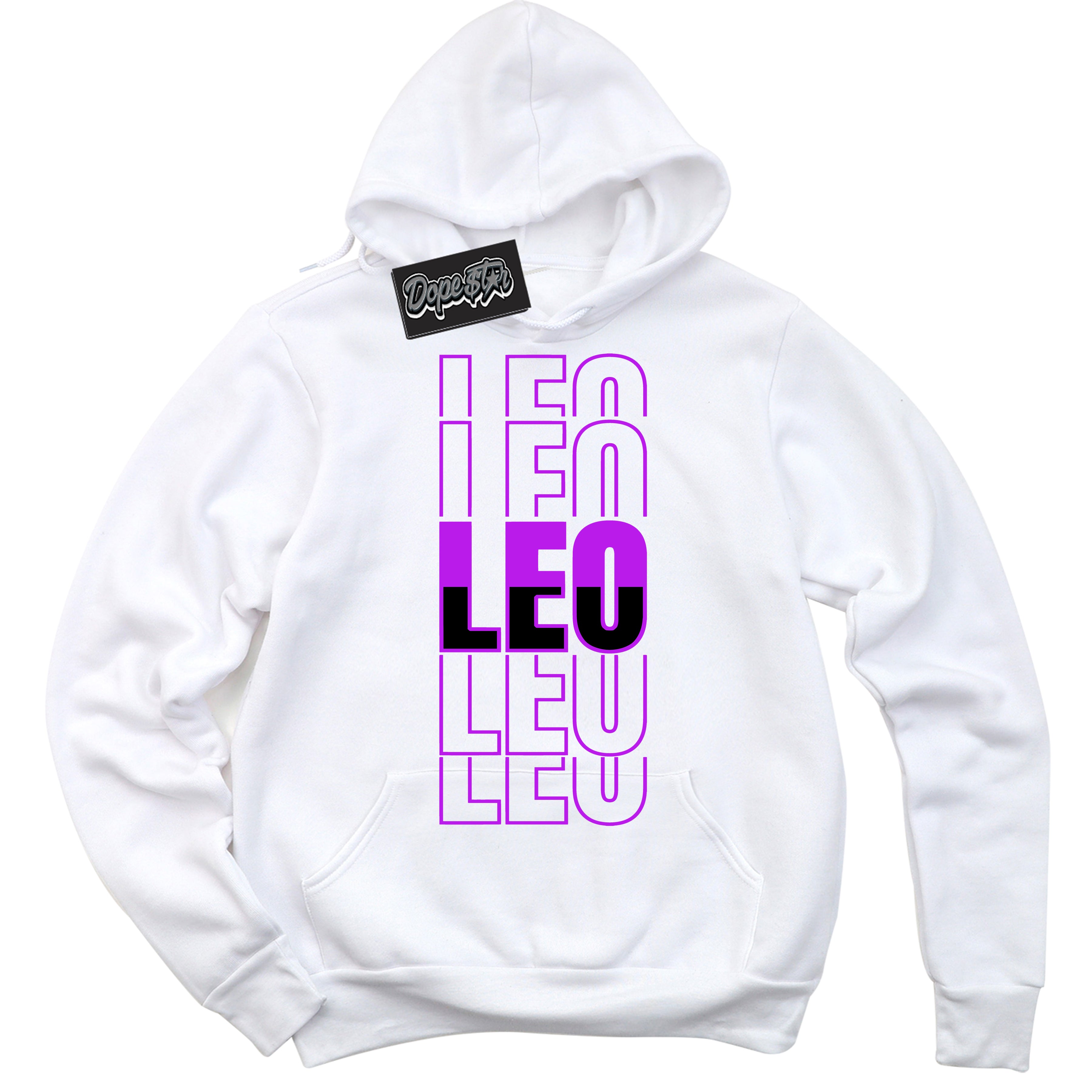 Cool White Hoodie with “ Leo ” design that Perfectly Matches RTKT Genesis Dunk Sneakers.