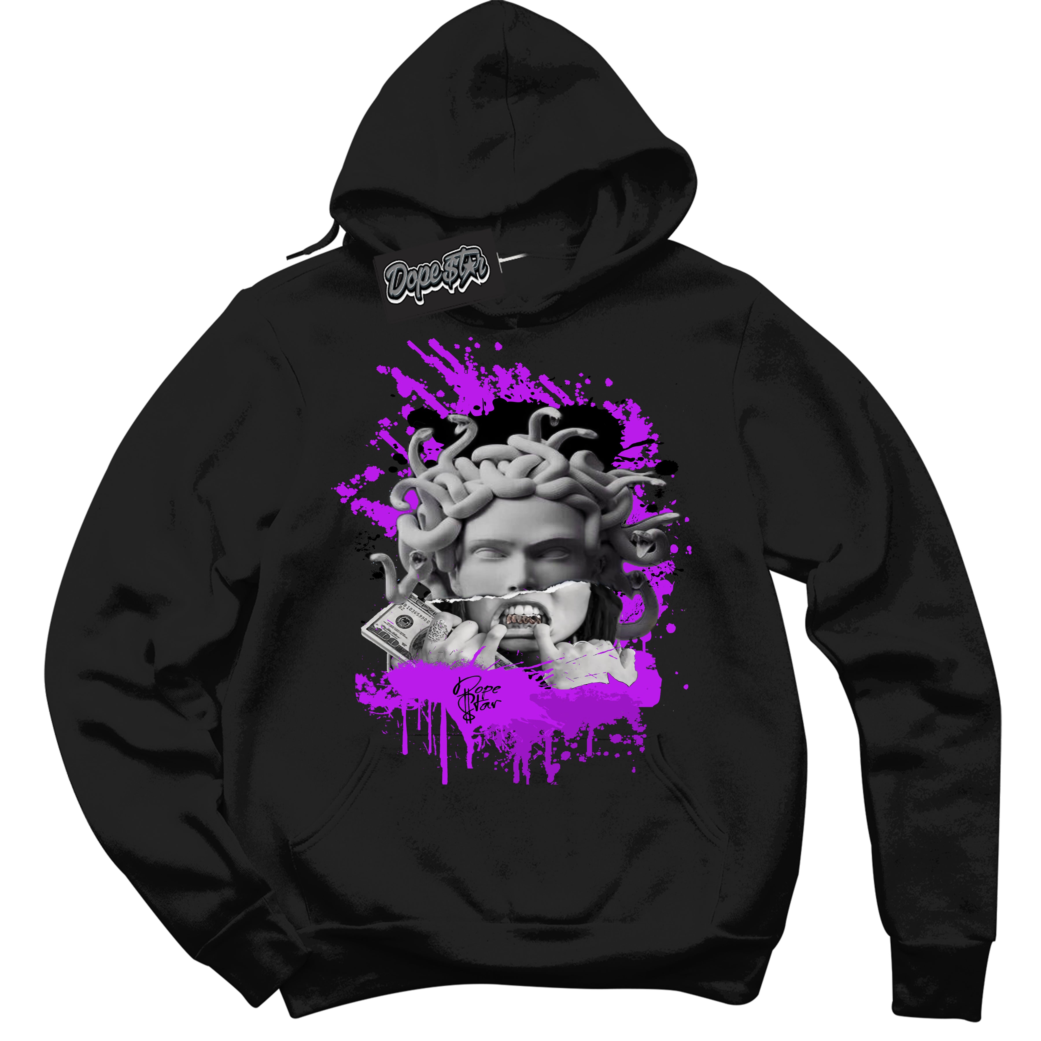 Cool Black Hoodie with “ Medusa ” design that Perfectly Matches RTKT Genesis Dunk Sneakers.
