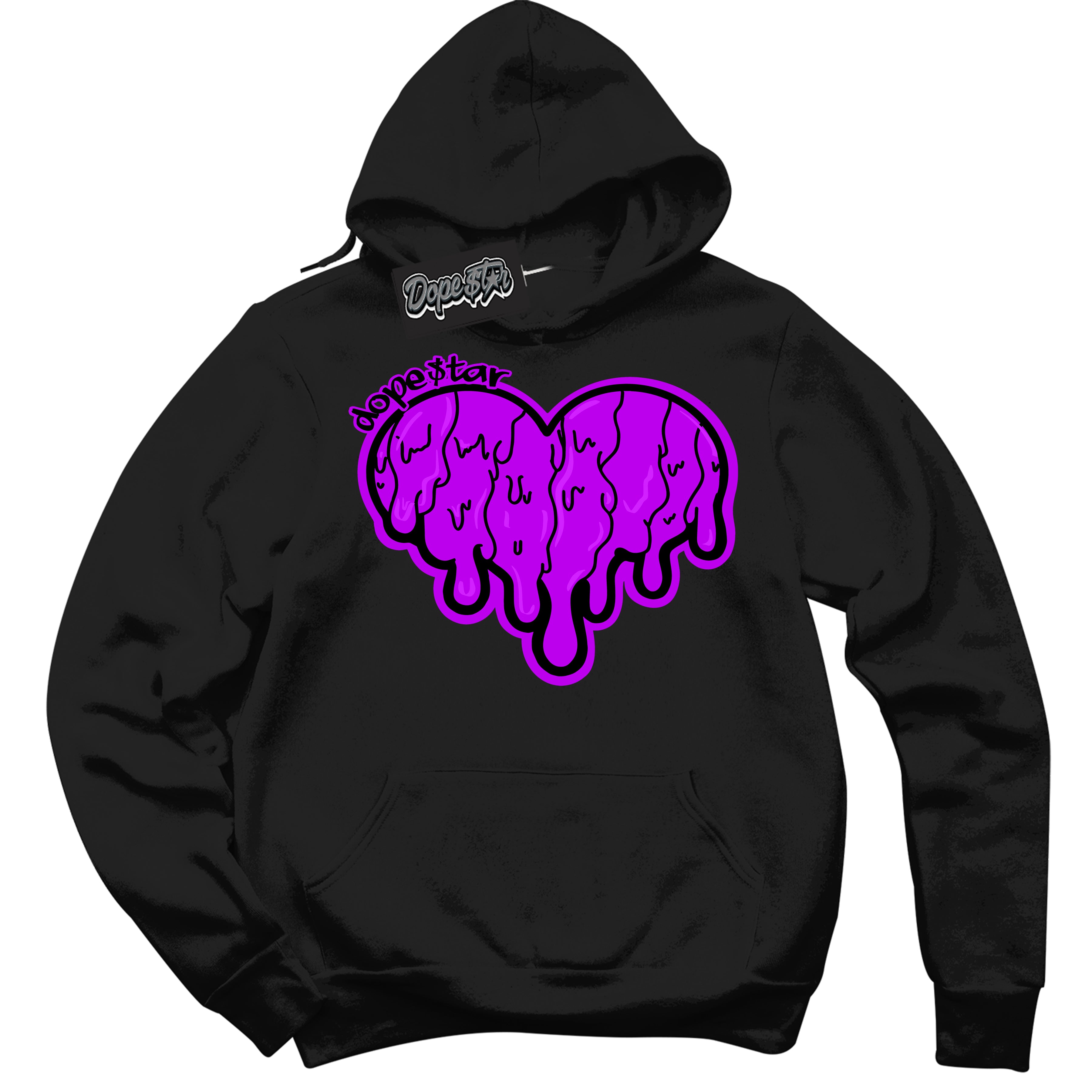 Cool Black Hoodie with “ Melting Heart ” design that Perfectly Matches RTKT Genesis Dunk Sneakers.