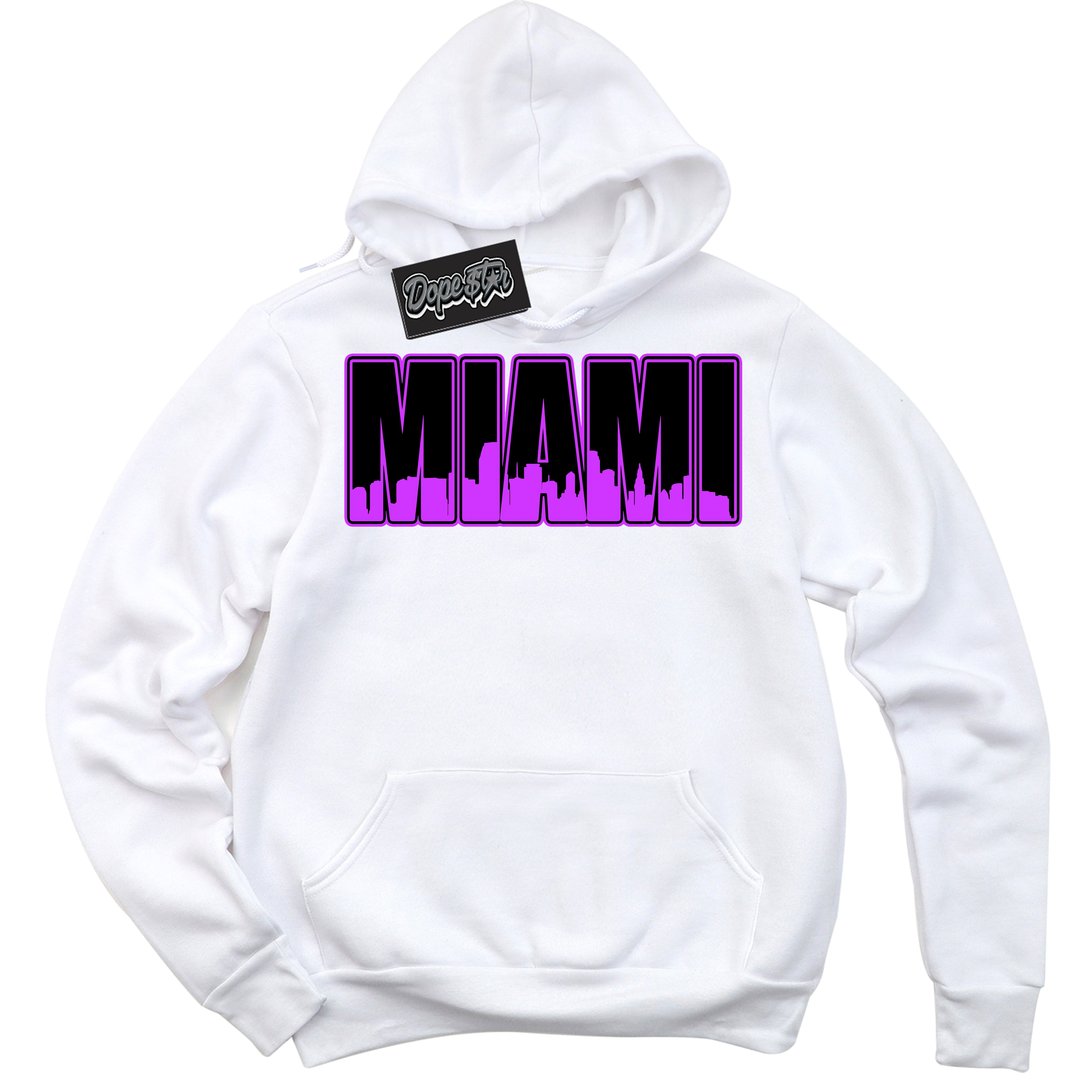 Cool White Hoodie with “ Miami ” design that Perfectly Matches RTKT Genesis Dunk Sneakers.