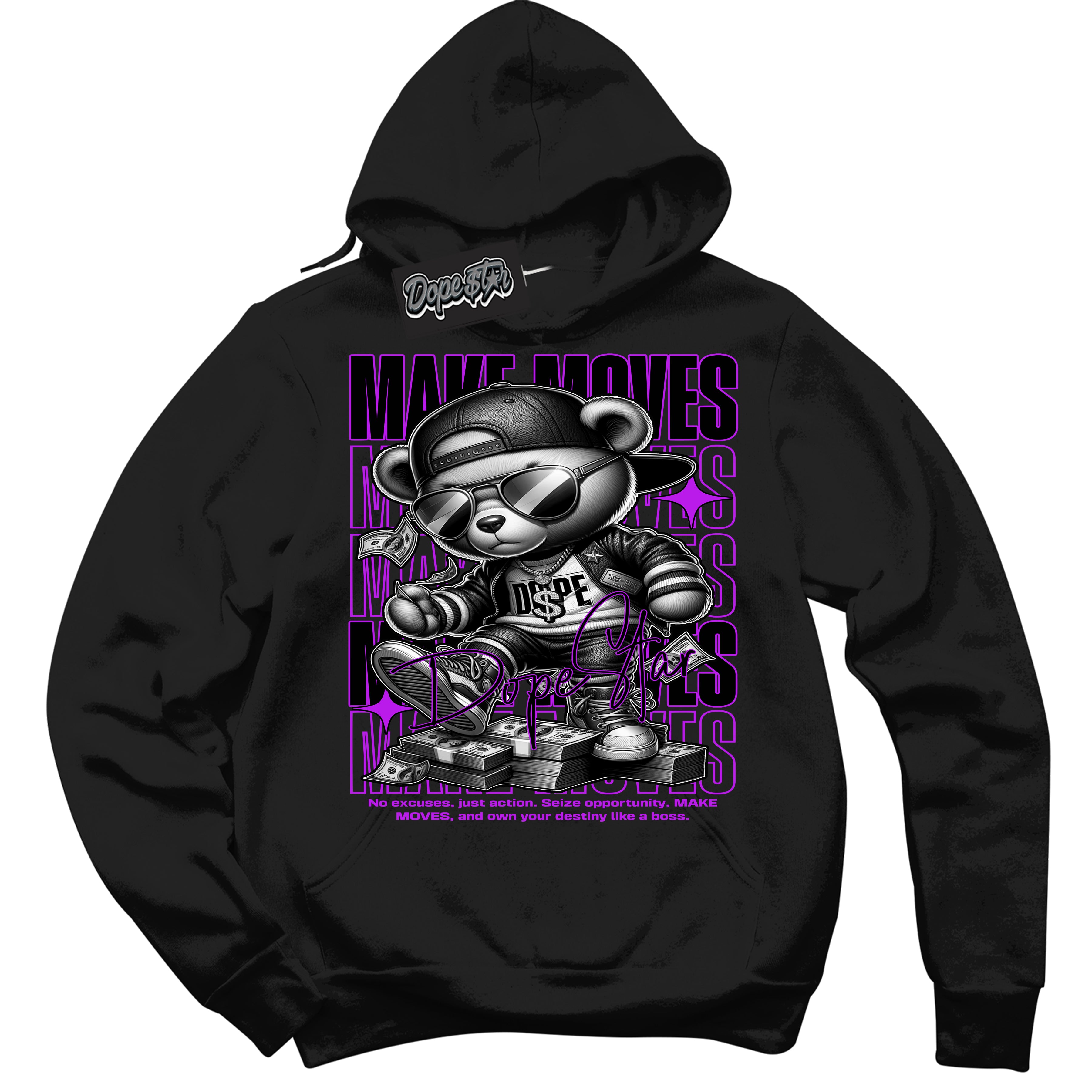 Cool Black Hoodie with “ Makin Moves ” design that Perfectly Matches RTKT Genesis Dunk Sneakers.