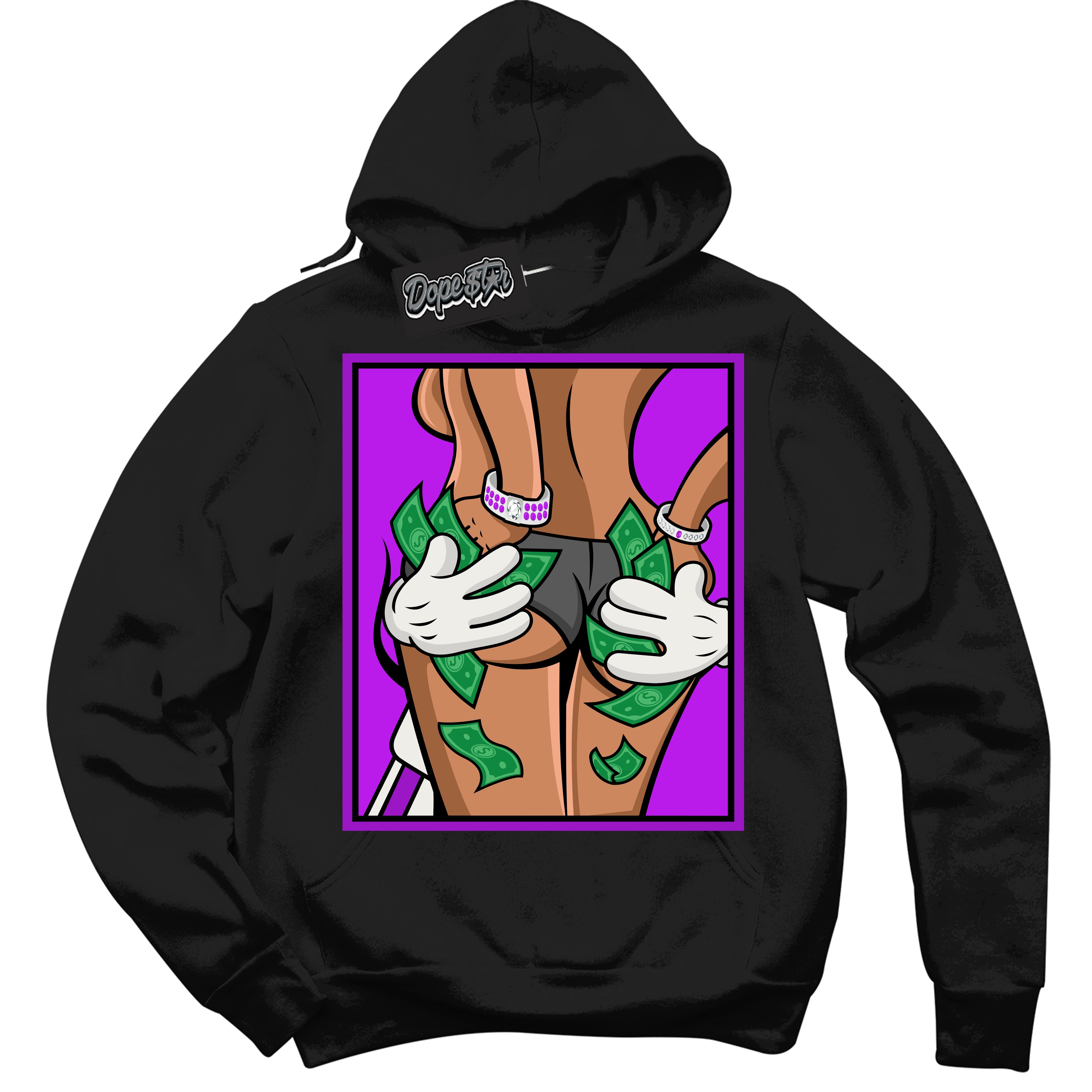 Cool Black Hoodie with “ Money Hands ” design that Perfectly Matches RTKT Genesis Dunk Sneakers.