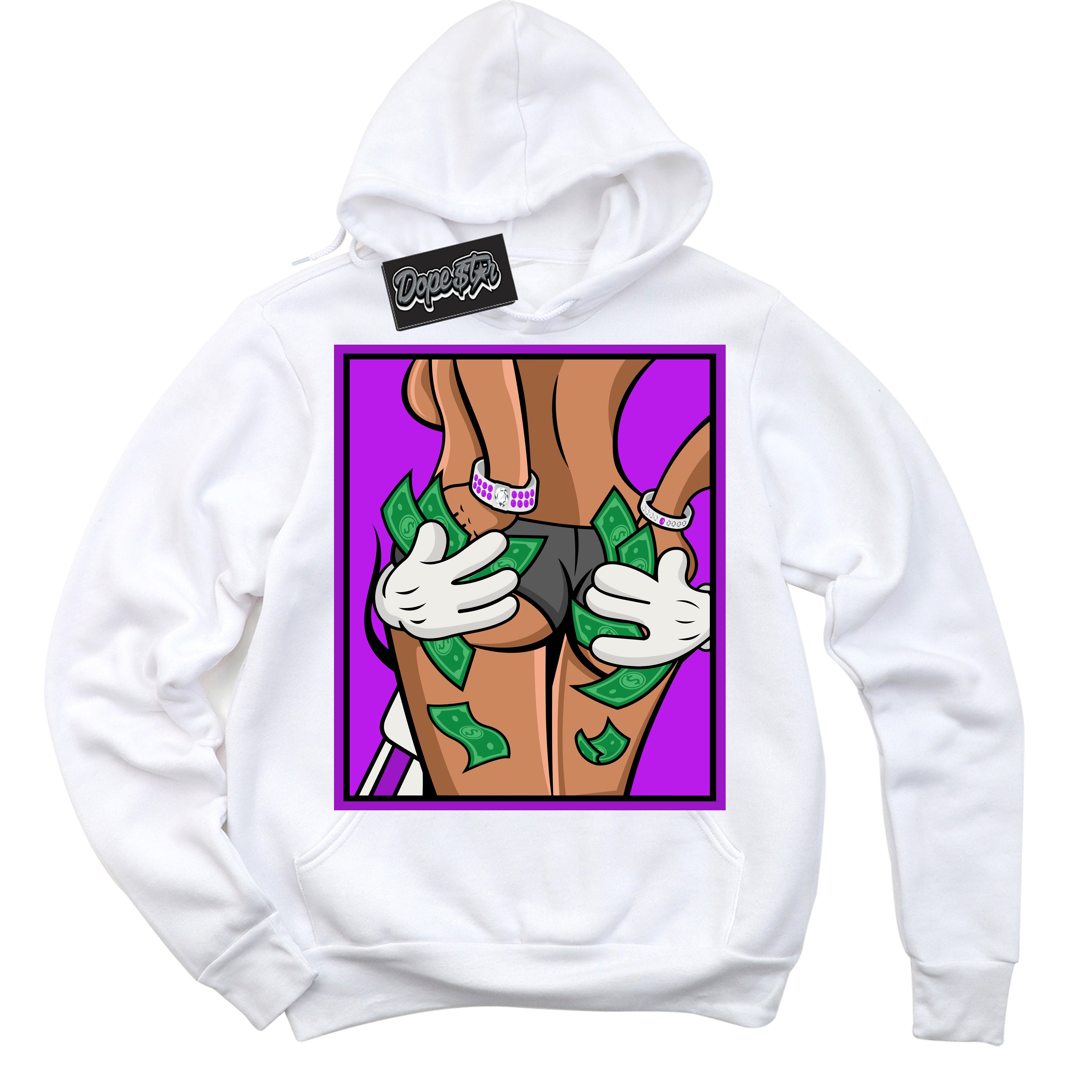 Cool White Hoodie with “ Money Hands ” design that Perfectly Matches RTKT Genesis Dunk Sneakers.