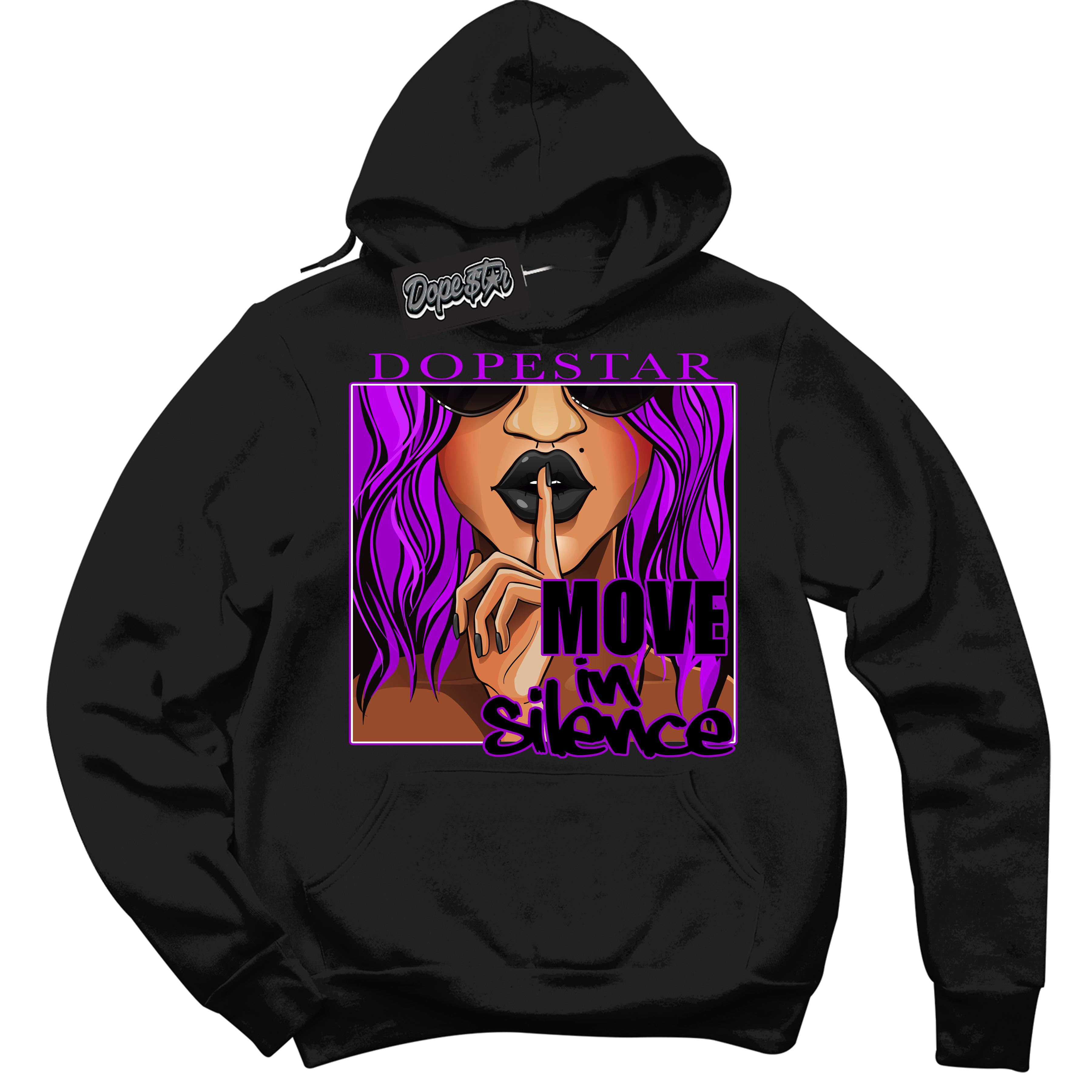 Cool Black Hoodie with “ Move In Silence ” design that Perfectly Matches RTKT Genesis Dunk Sneakers.