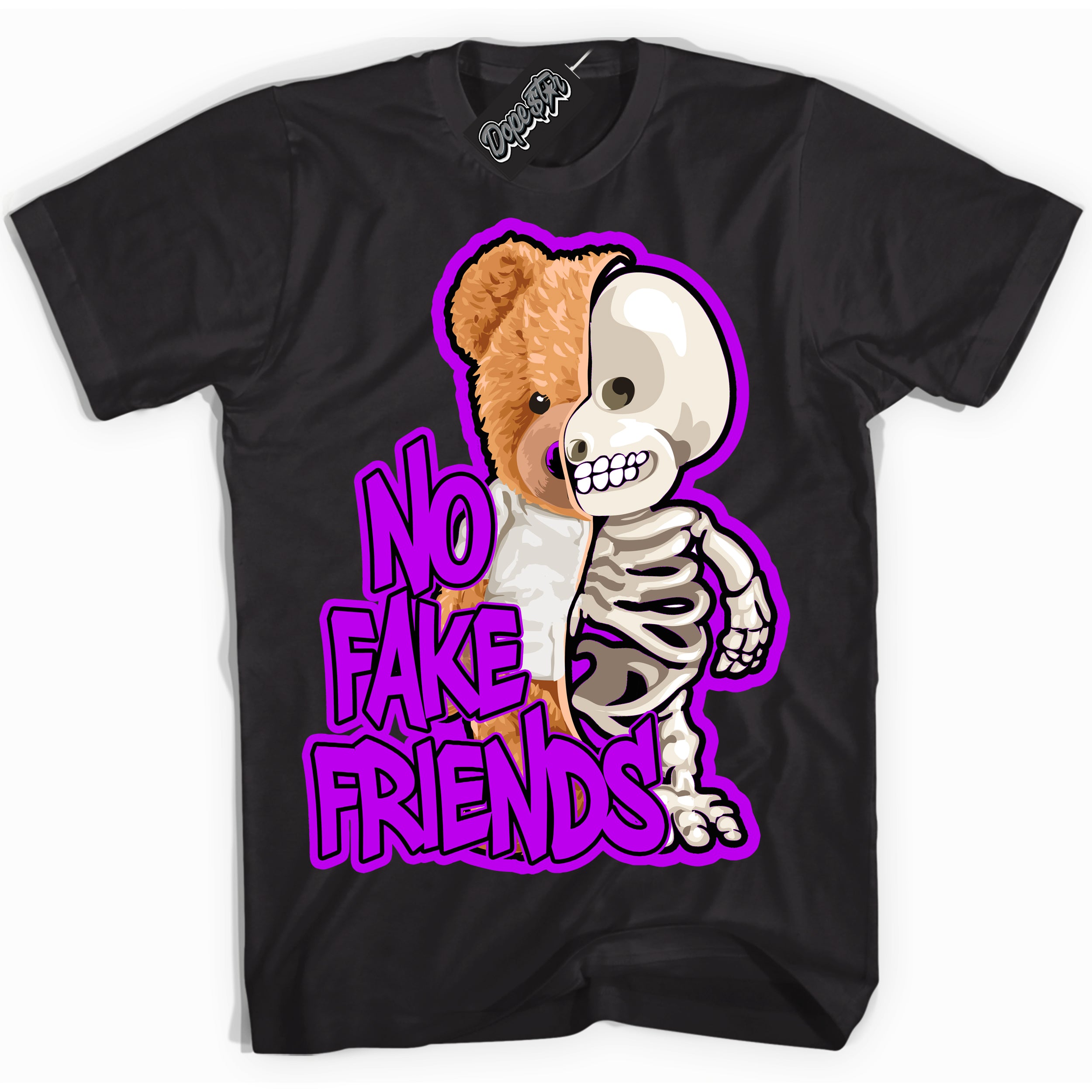 Cool Black Shirt with “ No Fake Friends” design that perfectly matches RTKT Genesis Dunk Sneakers.